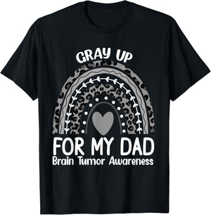 In May We Wear Gray for dad Brain Cancer Awareness Brain T-Shirt - T-Shirt | Black