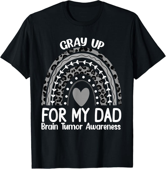 In May We Wear Gray for dad Brain Cancer Awareness Brain T-Shirt - T-Shirt | Black