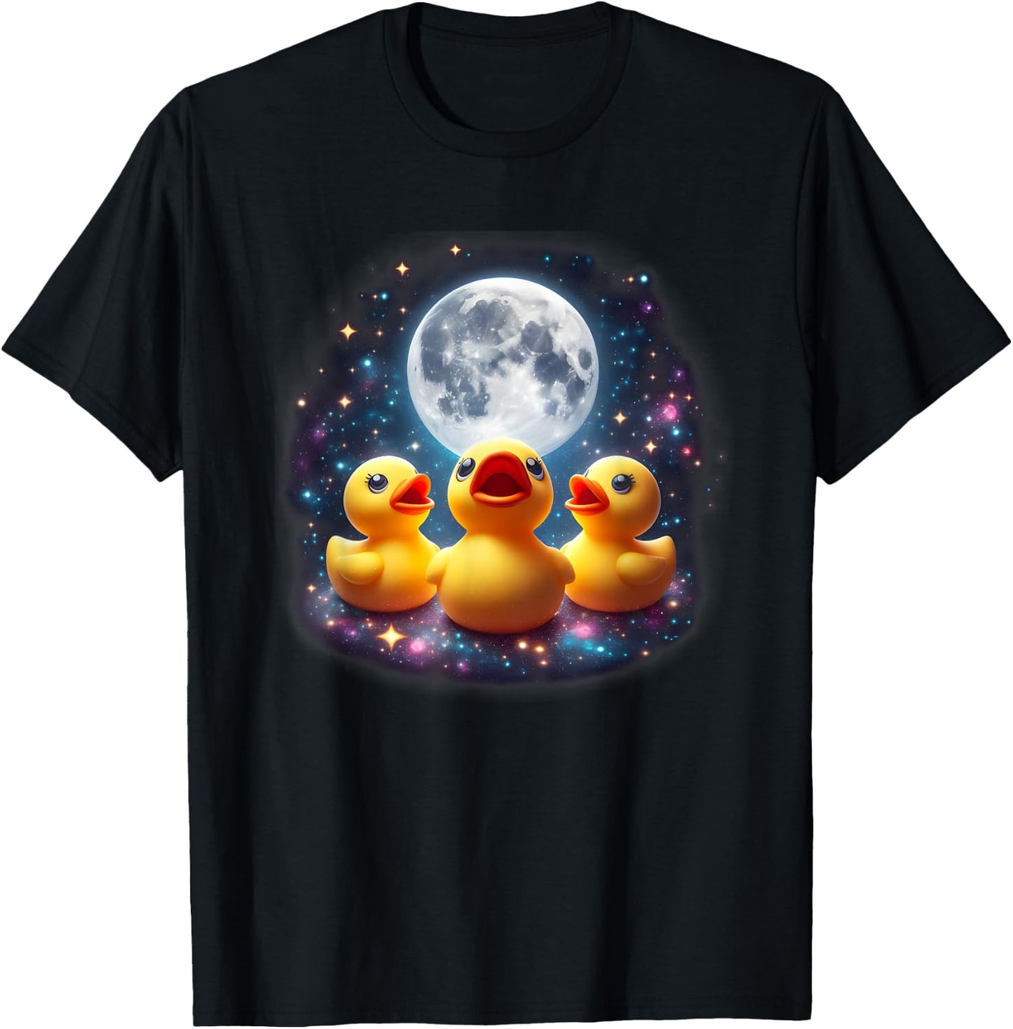 Howling At The Moon - Cute Rubber Duck Weird Funny Gift T-Shirt - T-Shirt | Black