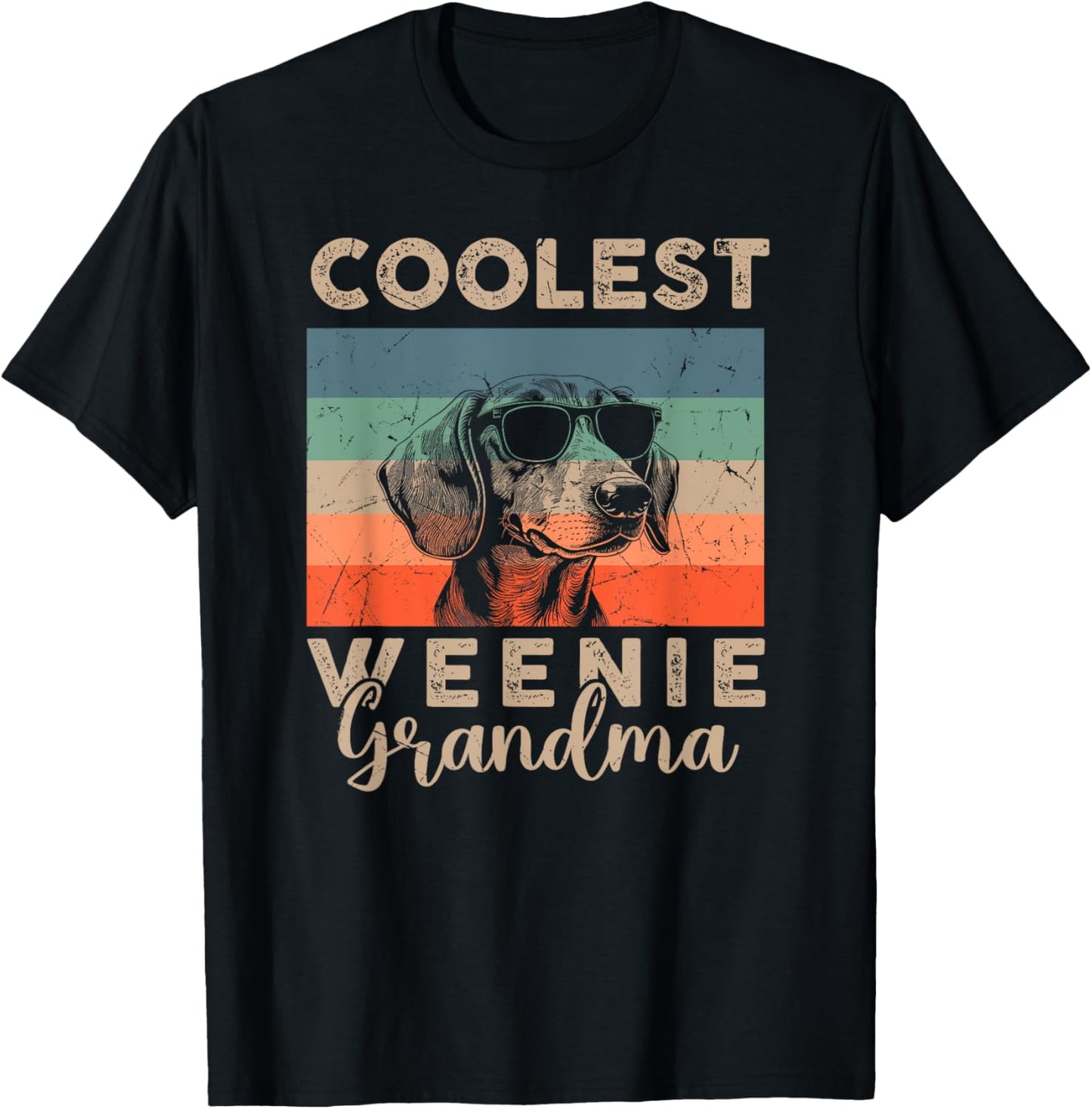 Vintage Weenie Coolest Grandma Gifts Funny Dog Pet T-Shirt - T-Shirt | Black