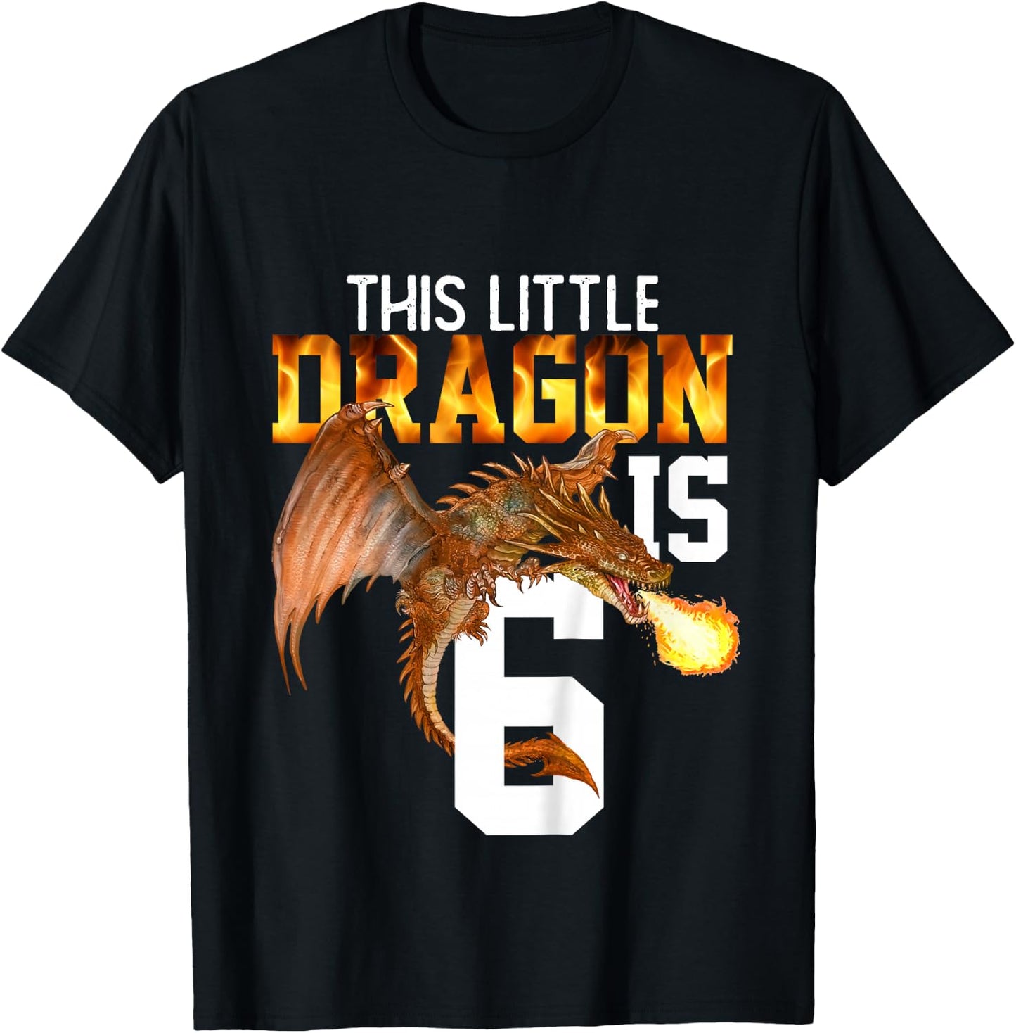 Turning 6 Year Old Birthday Gift Boy Dragon 6th Bday Girl T-Shirt - T-Shirt | Black
