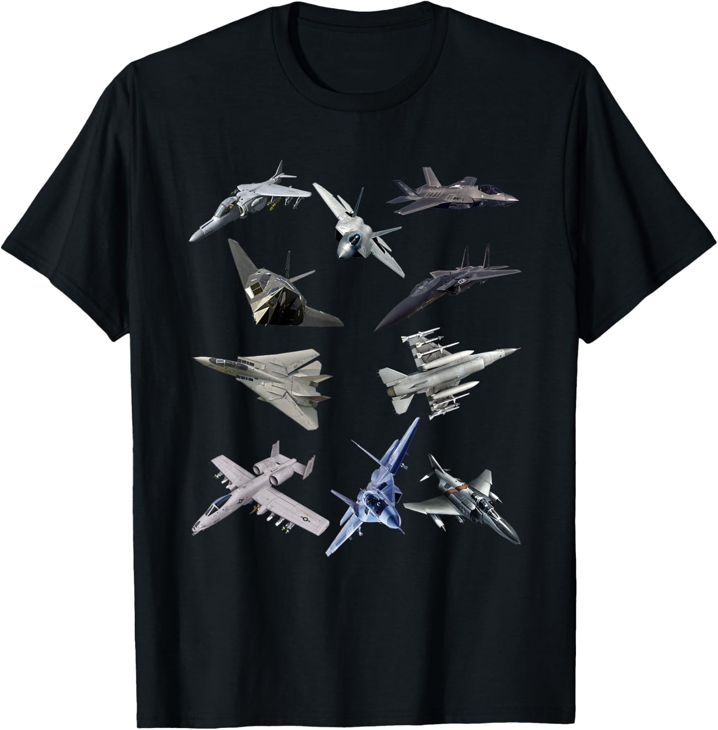 F22 Raptor F18 Hornet F4 Tomcat F35 F15 F16 F117 A10 F4 T-Shirt - T-Shirt | Black