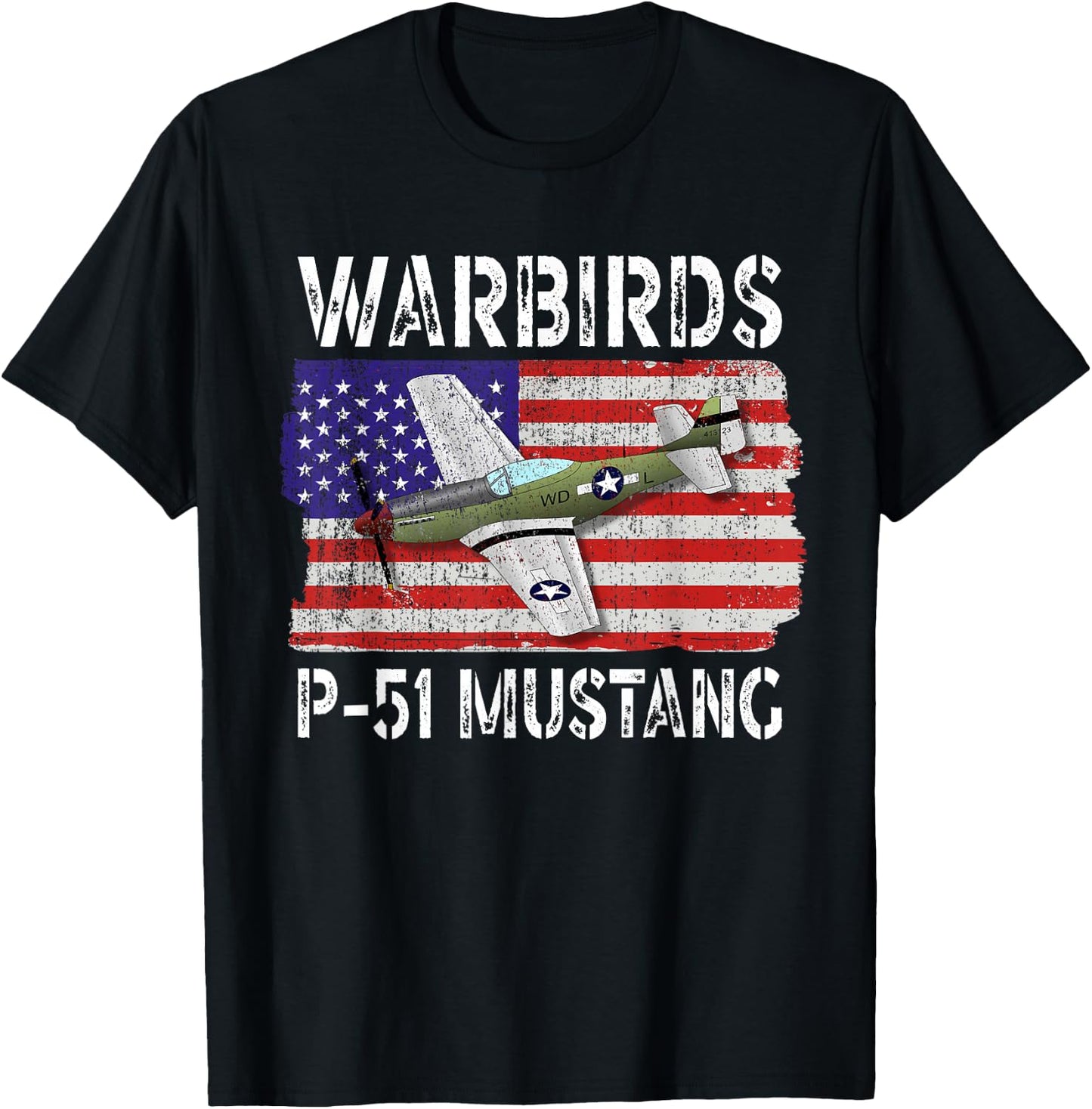 WW2 Warbird P51 Mustang American Airplane Boys Girls Kids T-Shirt - T-Shirt | Black