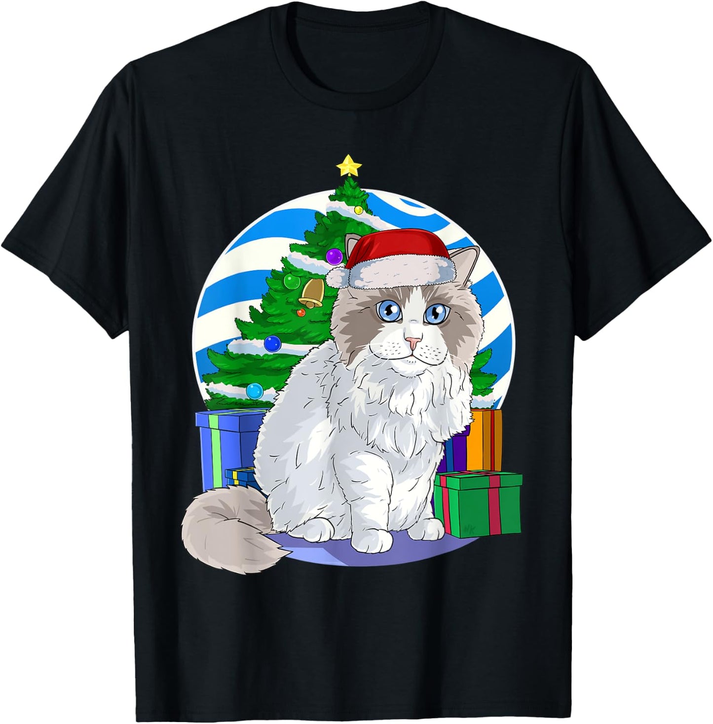 Ragdoll Cat Santa Christmas Tree Decor T-Shirt - T-Shirt | Black