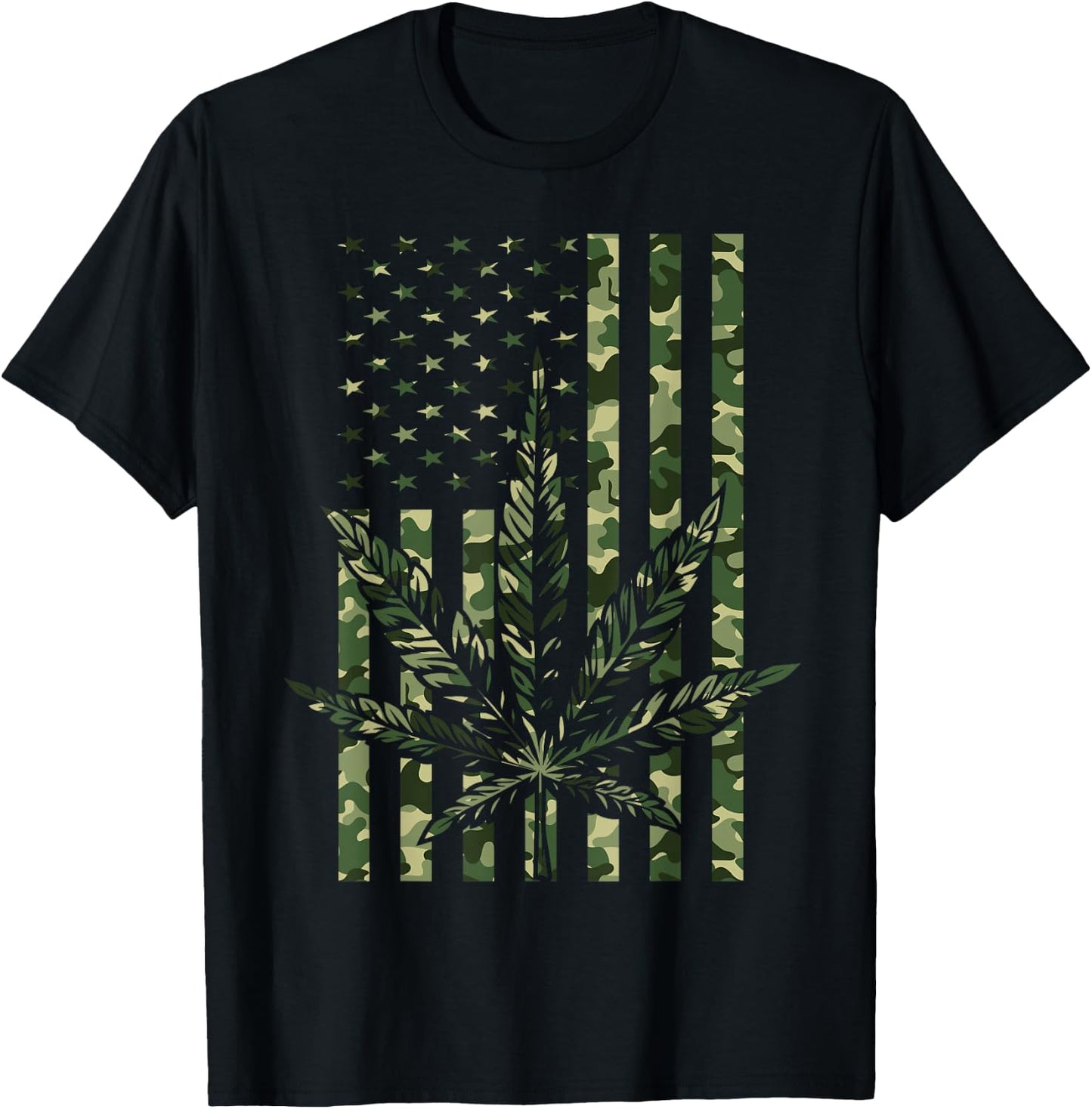 American Flag Camo Legalize Marijuana Patriotic Pot Lover T-Shirt - T-Shirt | Black