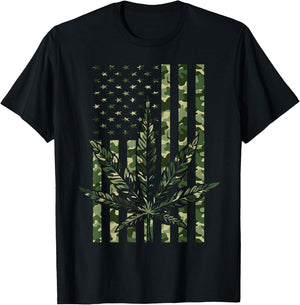 American Flag Camo Legalize Marijuana Patriotic Pot Lover T-Shirt - T-Shirt | Black