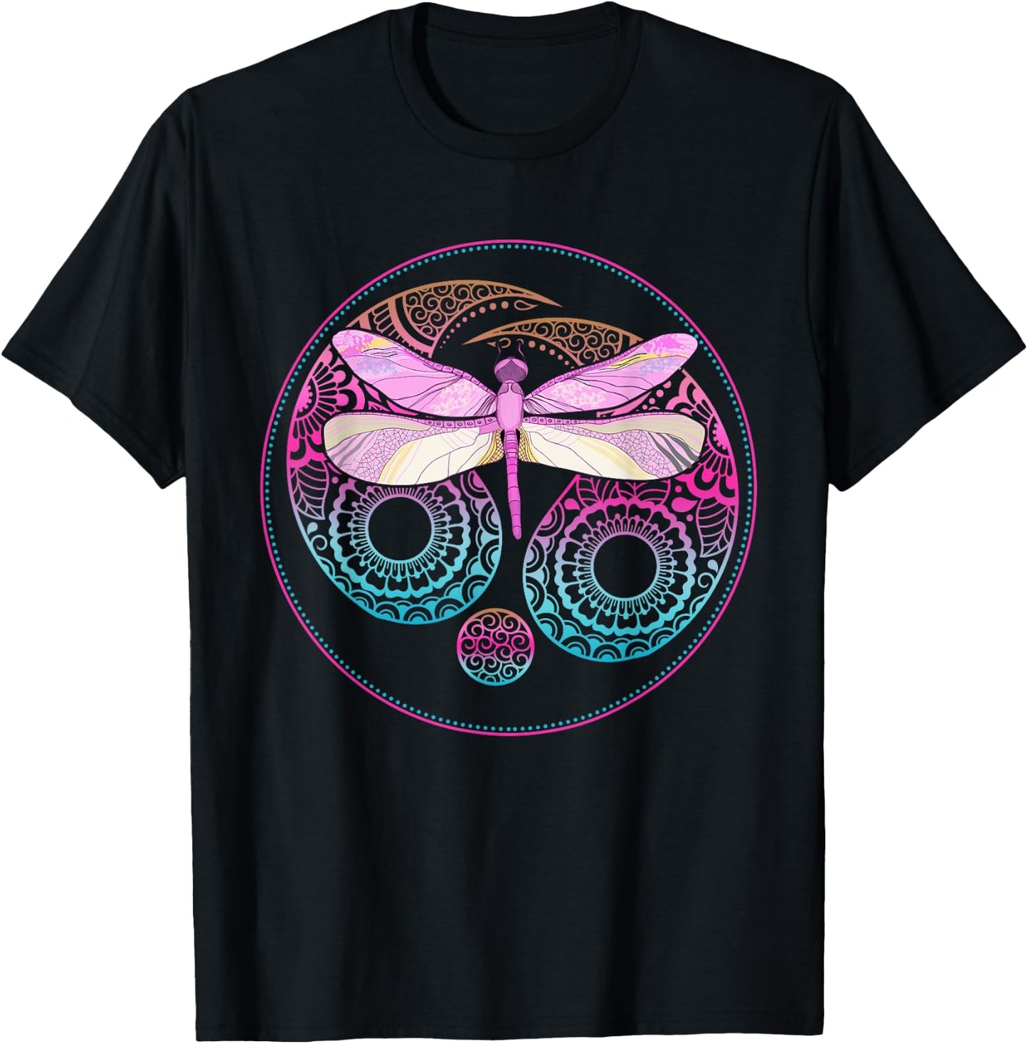 Yin Yang Hippie Dragonfly T-Shirt - T-Shirt | Black