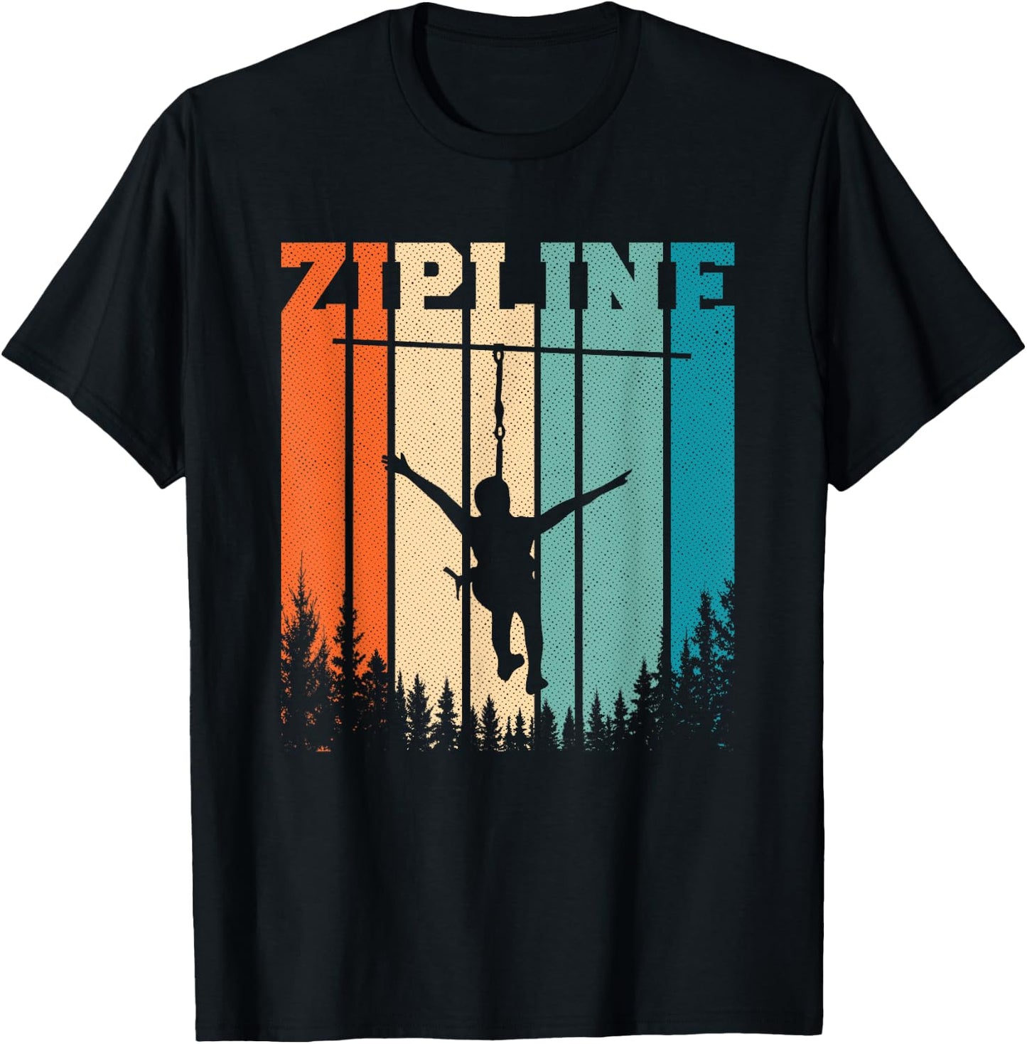 Zip Line Zipline Adventure Vintage Ziplining Ziplines T-Shirt - T-Shirt | Black