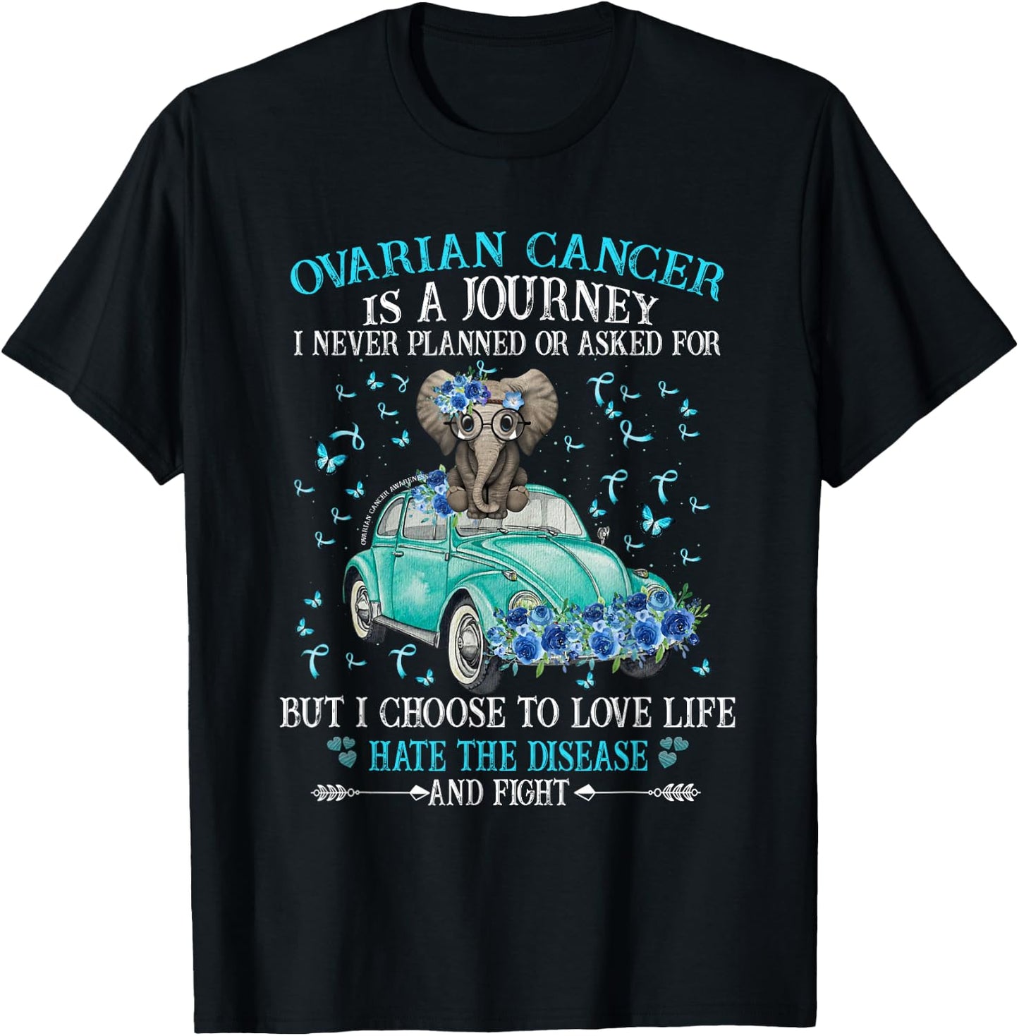 Elephant ovarian cancer, Ovarian awareness T-Shirt - T-Shirt | Black