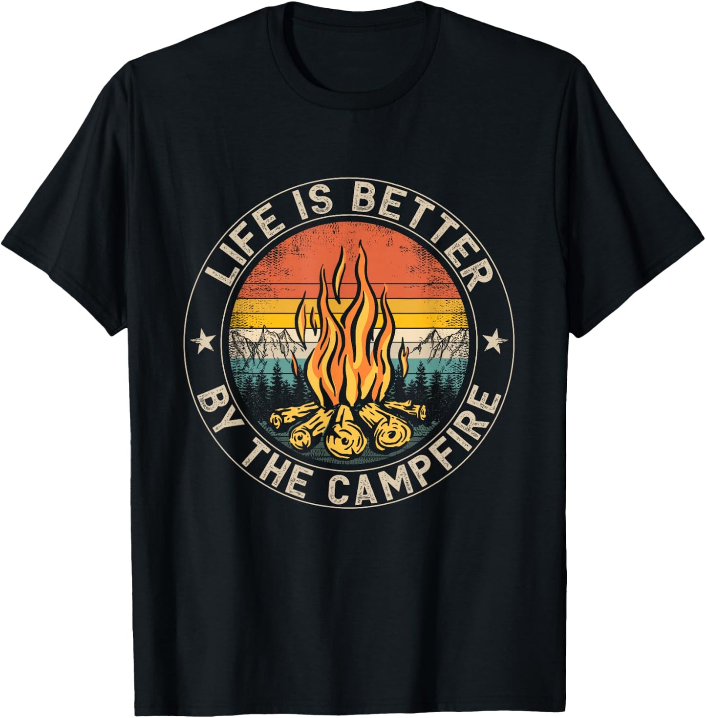 Life is Better By The Campfire Camping Campfire T-Shirt - T-Shirt | Black