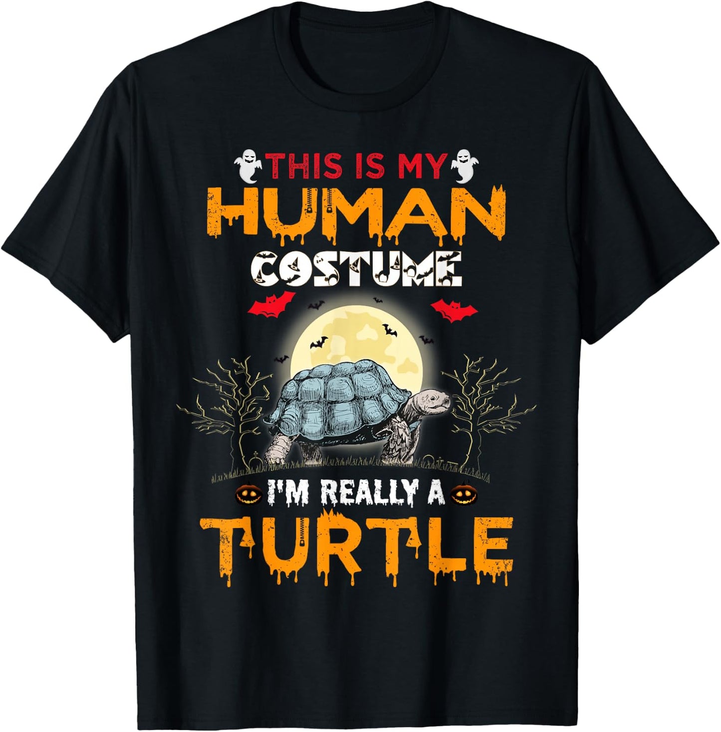 This Is My Human Costume I'm Really A Turtle Halloween T-Shirt - T-Shirt | Black