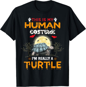 This Is My Human Costume I'm Really A Turtle Halloween T-Shirt - T-Shirt | Black