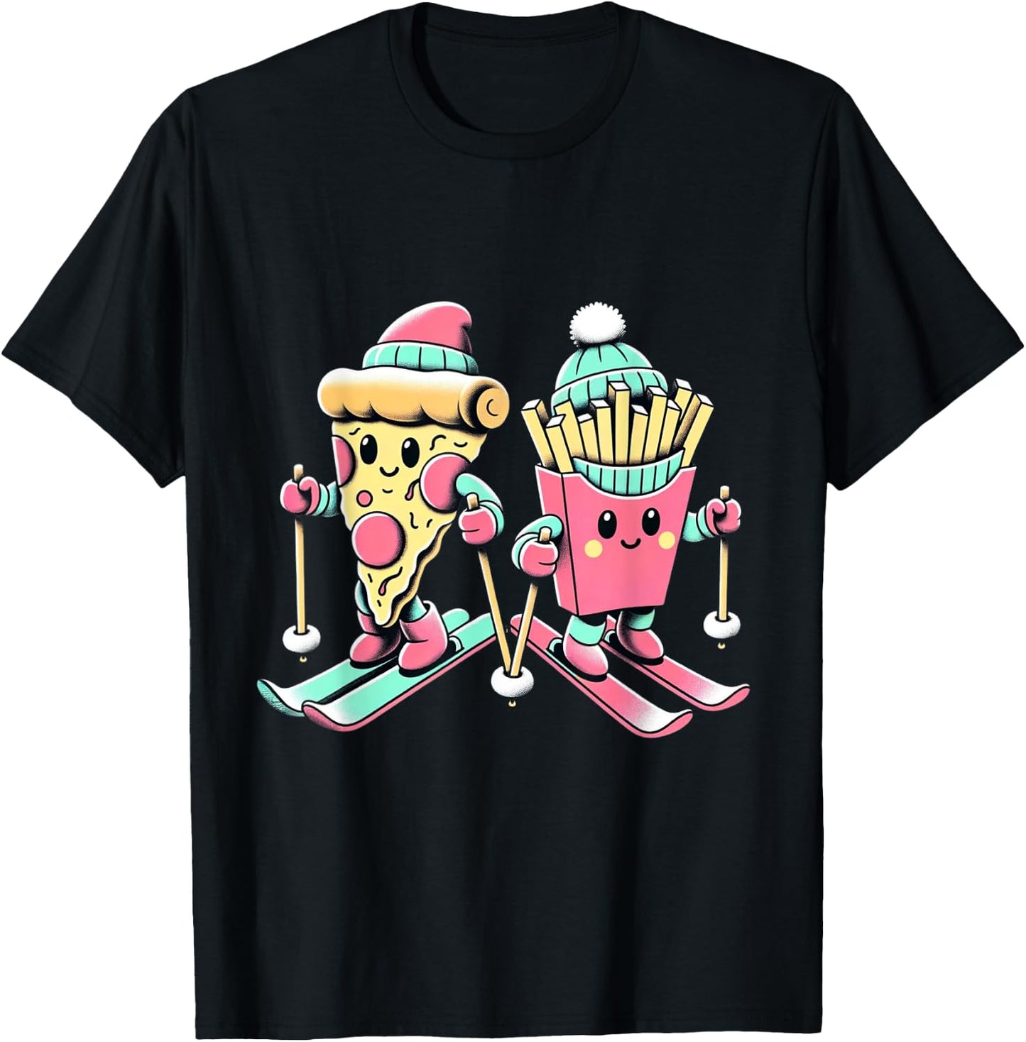 SKI LOVER PIZZA and Fries T-Shirt - T-Shirt | Black