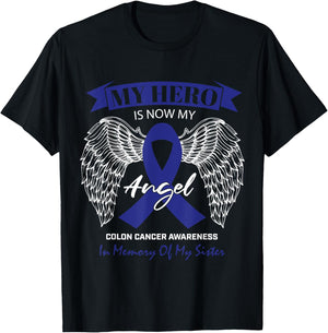 Products Angel In Memory Of My Sister Colon Cancer Awareness T-Shirt - T-Shirt | Black