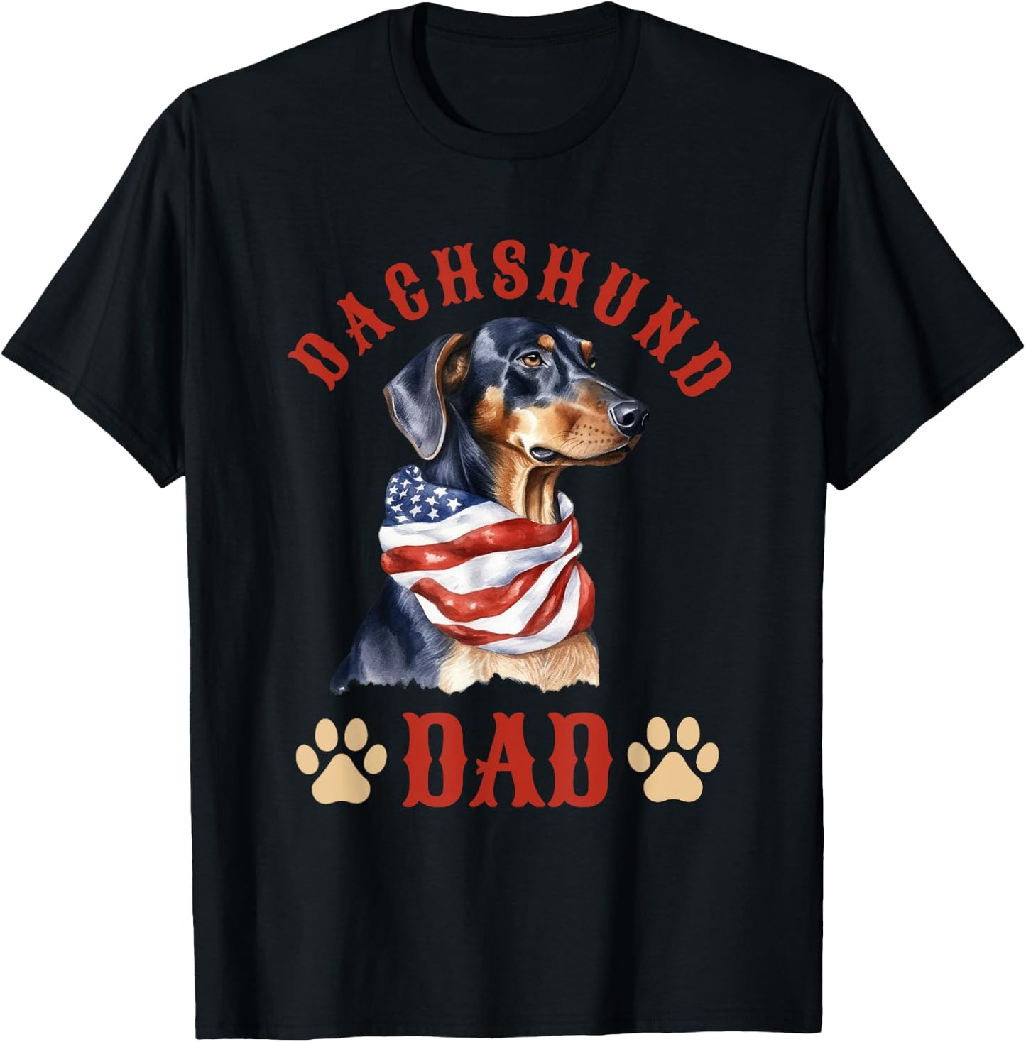 Dachshund Dad Dog Father's Day 4th of July Kids Men T-Shirt - T-Shirt | Black