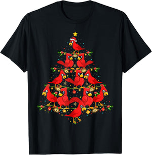 Cardinal Birds Christmas Tree Gift Funny Christmas Cardinal T-Shirt - T-Shirt | Black