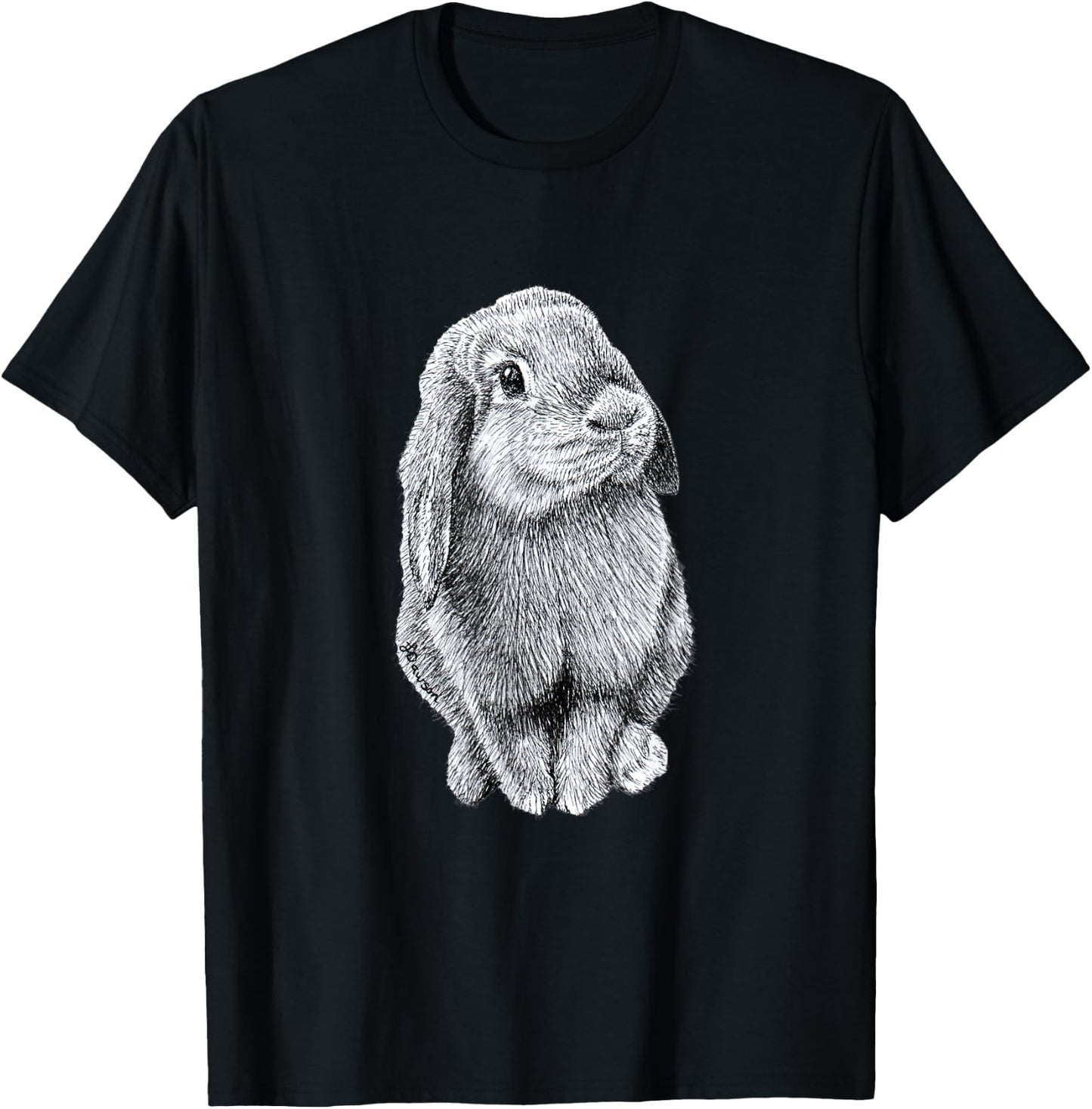 Cute Lop Eared Bunny Rabbit T-Shirt - T-Shirt | Black