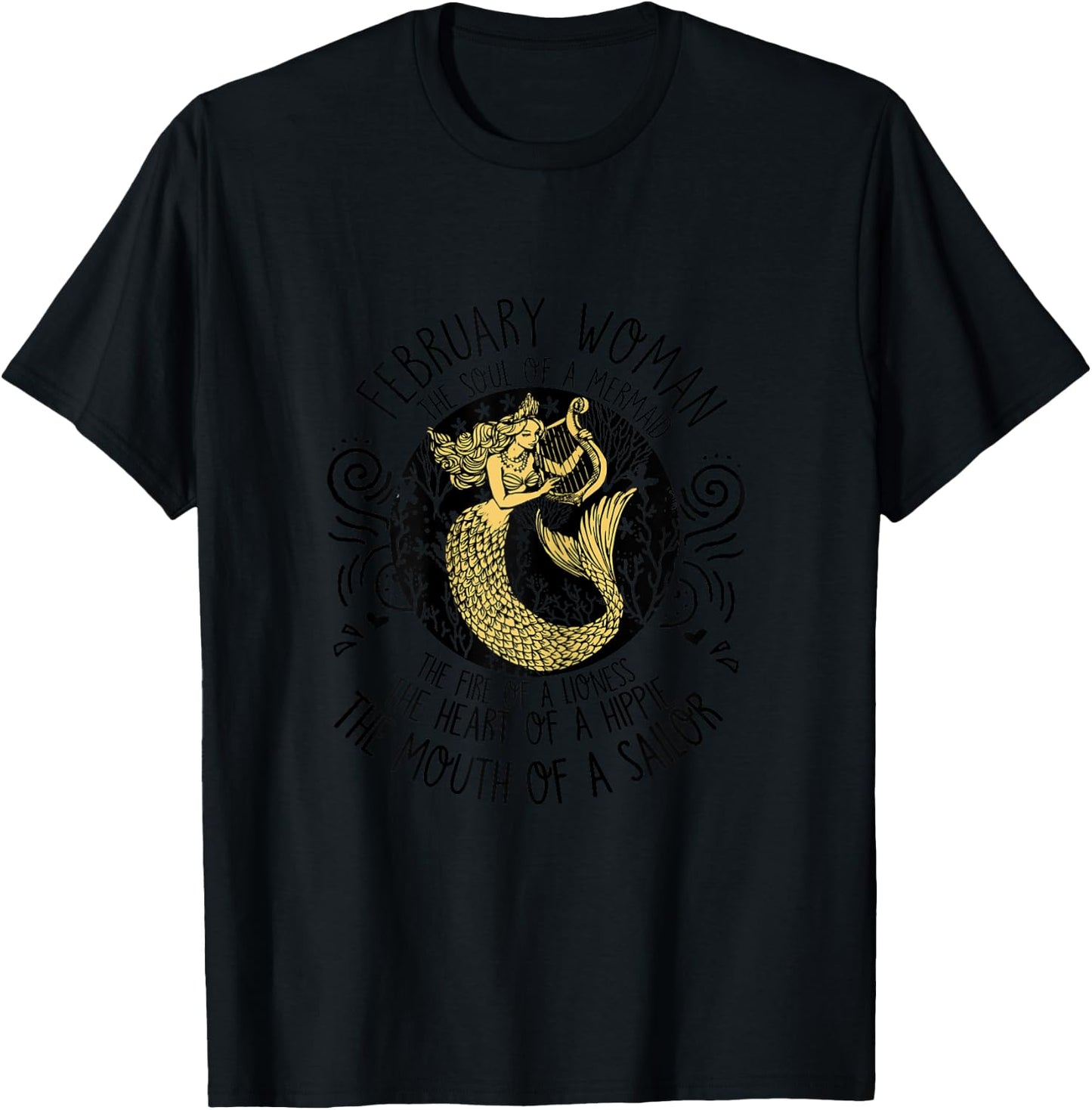 February girl The Soul Of A Mermaid January Birthday T-Shirt - T-Shirt | Black