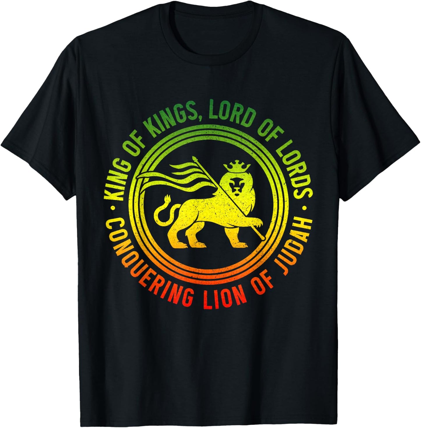 Lion Of Judah Reggae Music Rastafari Hebrew Israelite T-Shirt - T-Shirt | Black