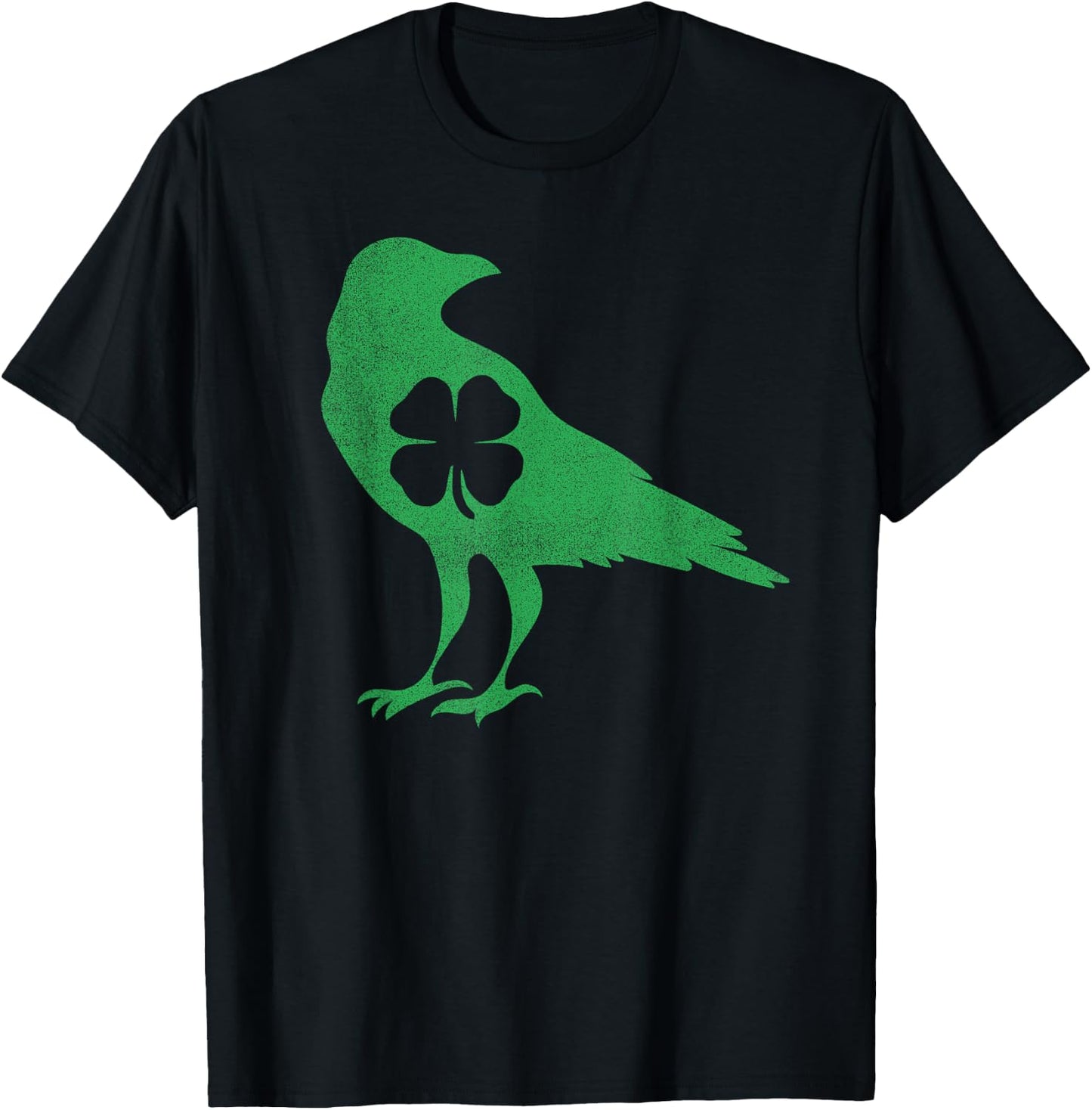 Raven Crow Bird Shamrock St. Patrick's Day Saint Paddy's T-Shirt - T-Shirt | Black