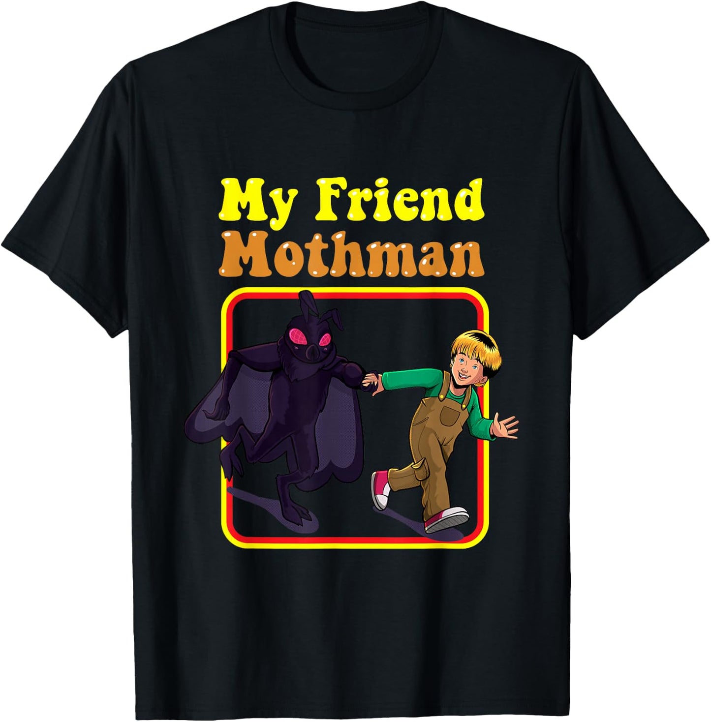 My Friend Mothman Funny Retro Cryptid Creatures Monster Kids T-Shirt - T-Shirt | Black