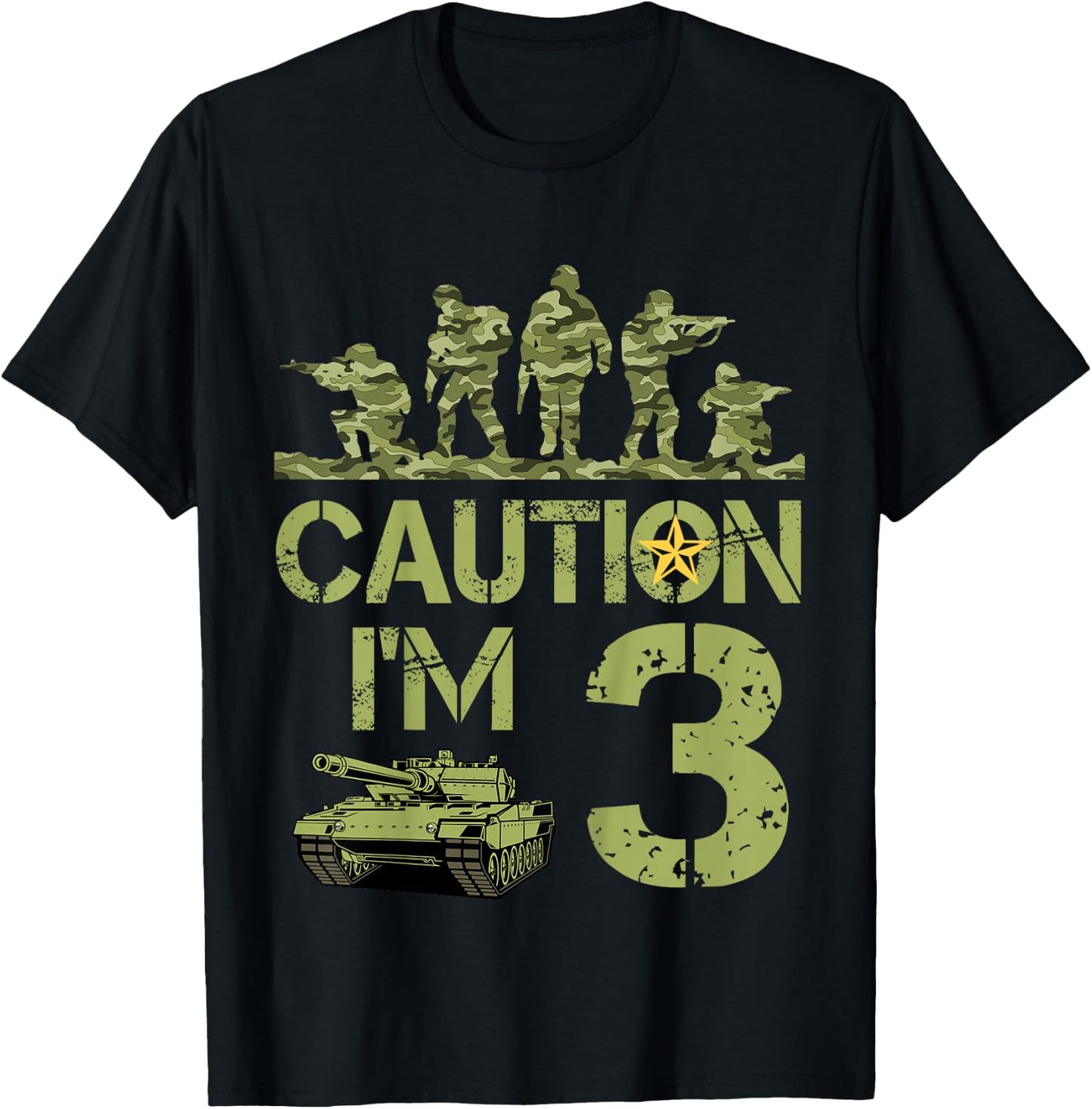 Kids 3rd Birthday Military I'm 3 Year Old Soldier Camo 3 Birthday T-Shirt - T-Shirt | Black