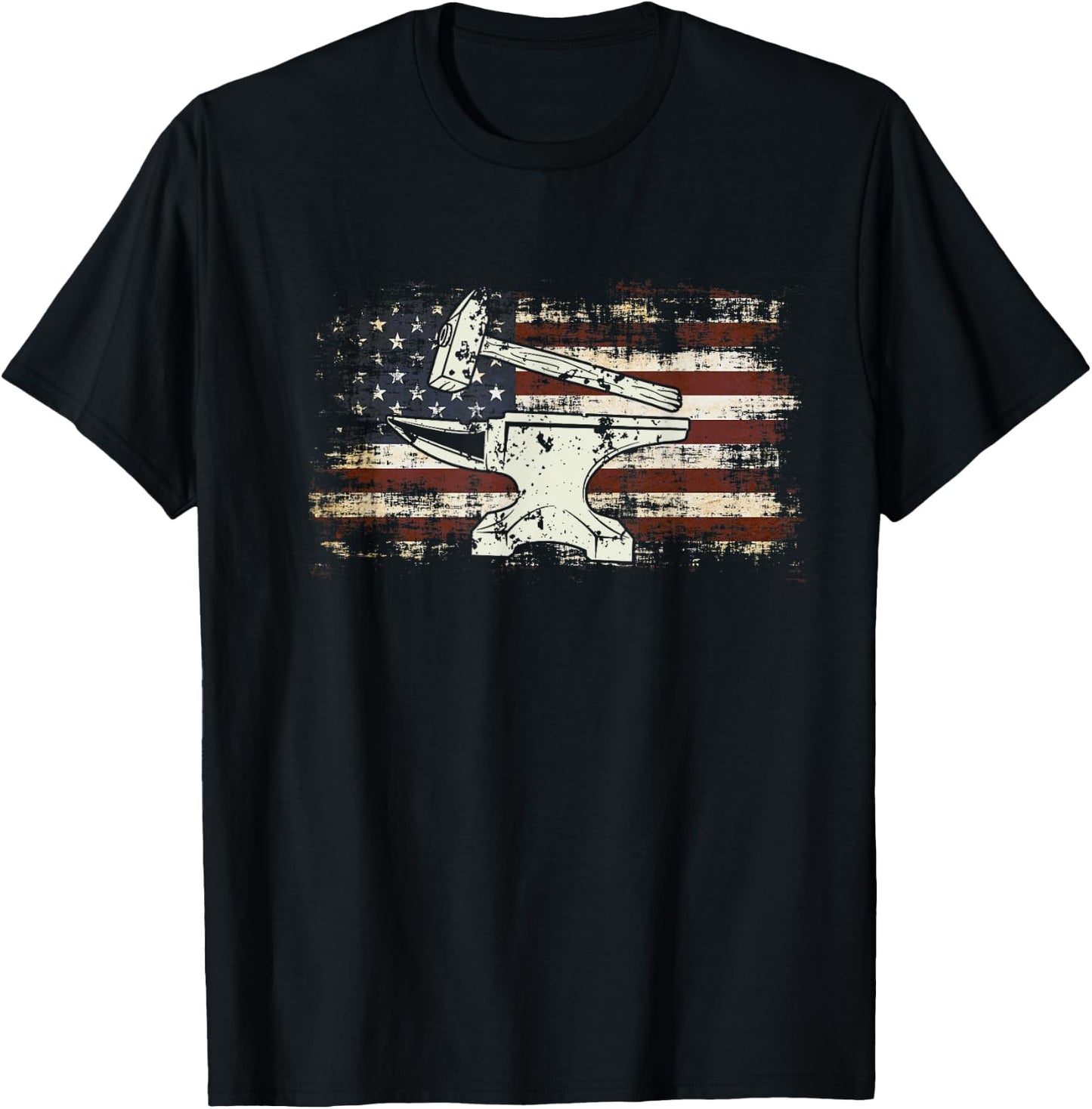Schmiedegeschenke Patriotic American Flag Forging T-Shirt - T-Shirt | Black