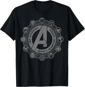 Marvel Avengers Character Circle Logos T-Shirt - T-Shirt | Black
