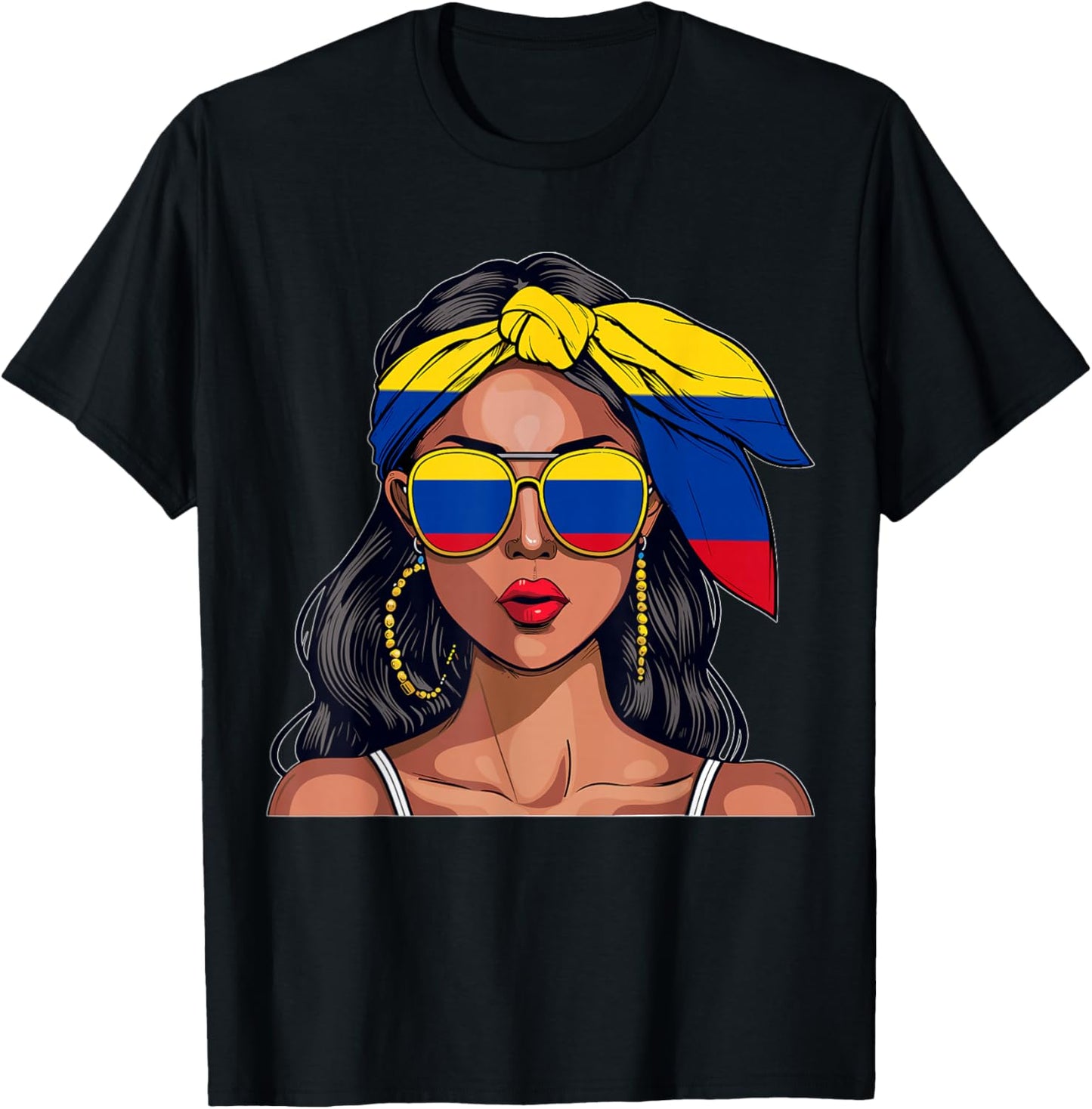 Colombianas Souvenirs Products Woman Flag Uniform Colombia T-Shirt - T-Shirt | Black