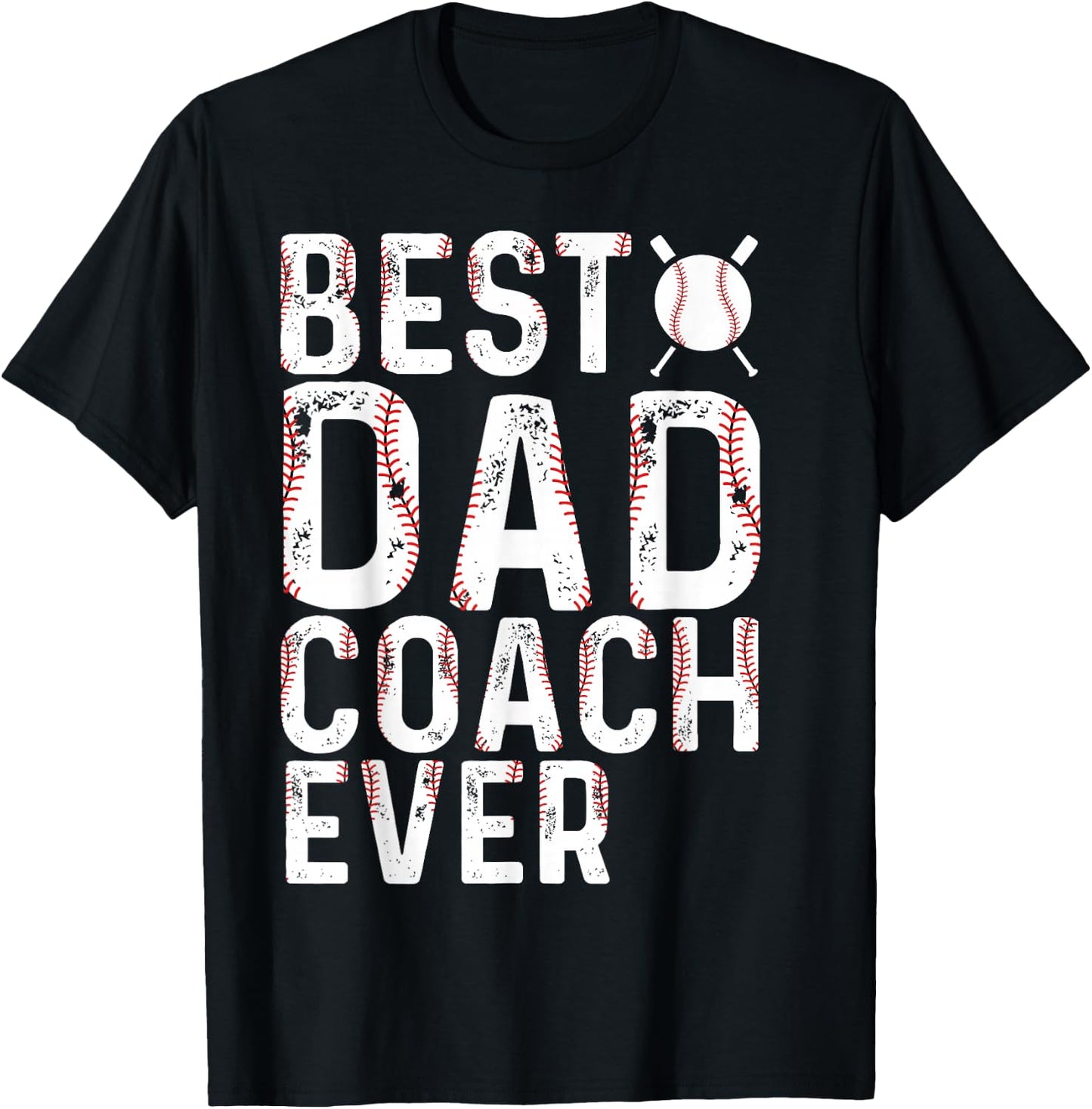 Best Dad Coach Ever Baseball Fathers Day Baseball Dad Coach T-Shirt - T-Shirt | Black