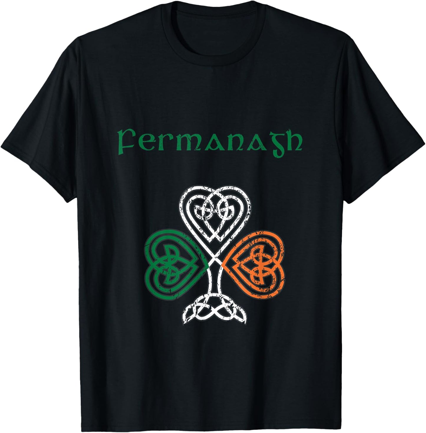 County Fermanagh Shamrock Ireland Flag, craic and ceol T-Shirt - T-Shirt | Black