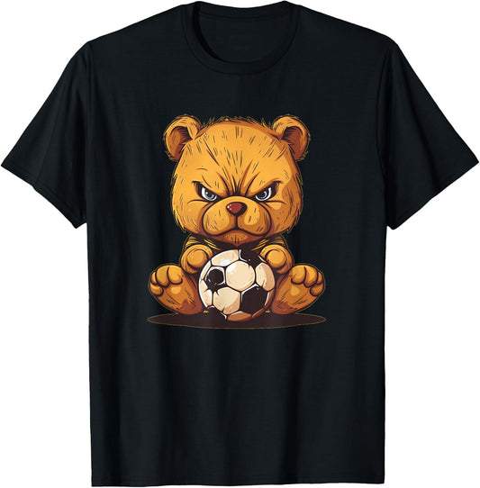 Angry Teddy bear with soccer T-Shirt - T-Shirt | Black