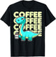Cute Dinosaur Drinking Coffee Kawaii Neko Anime T-Shirt - T-Shirt | Black