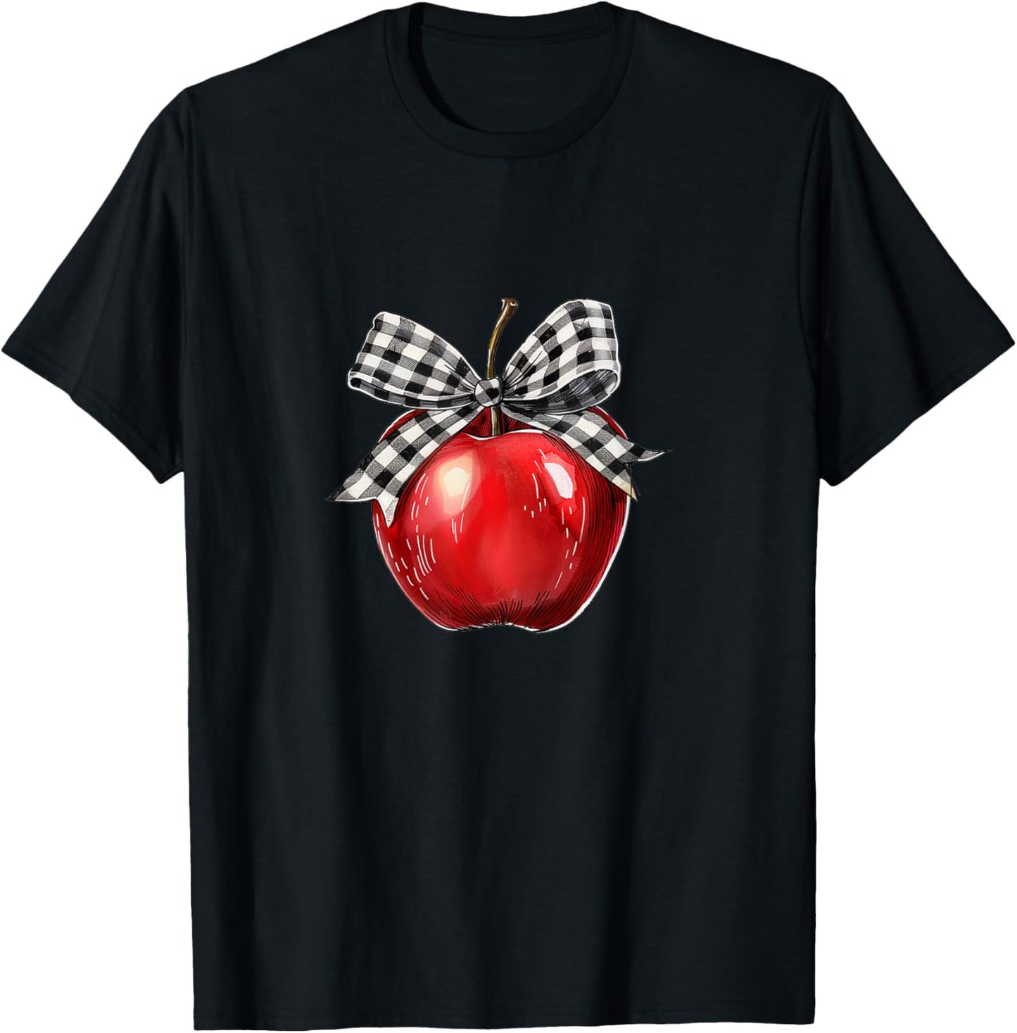 Teacher Apple Coquette Bow T-Shirt - T-Shirt | Black