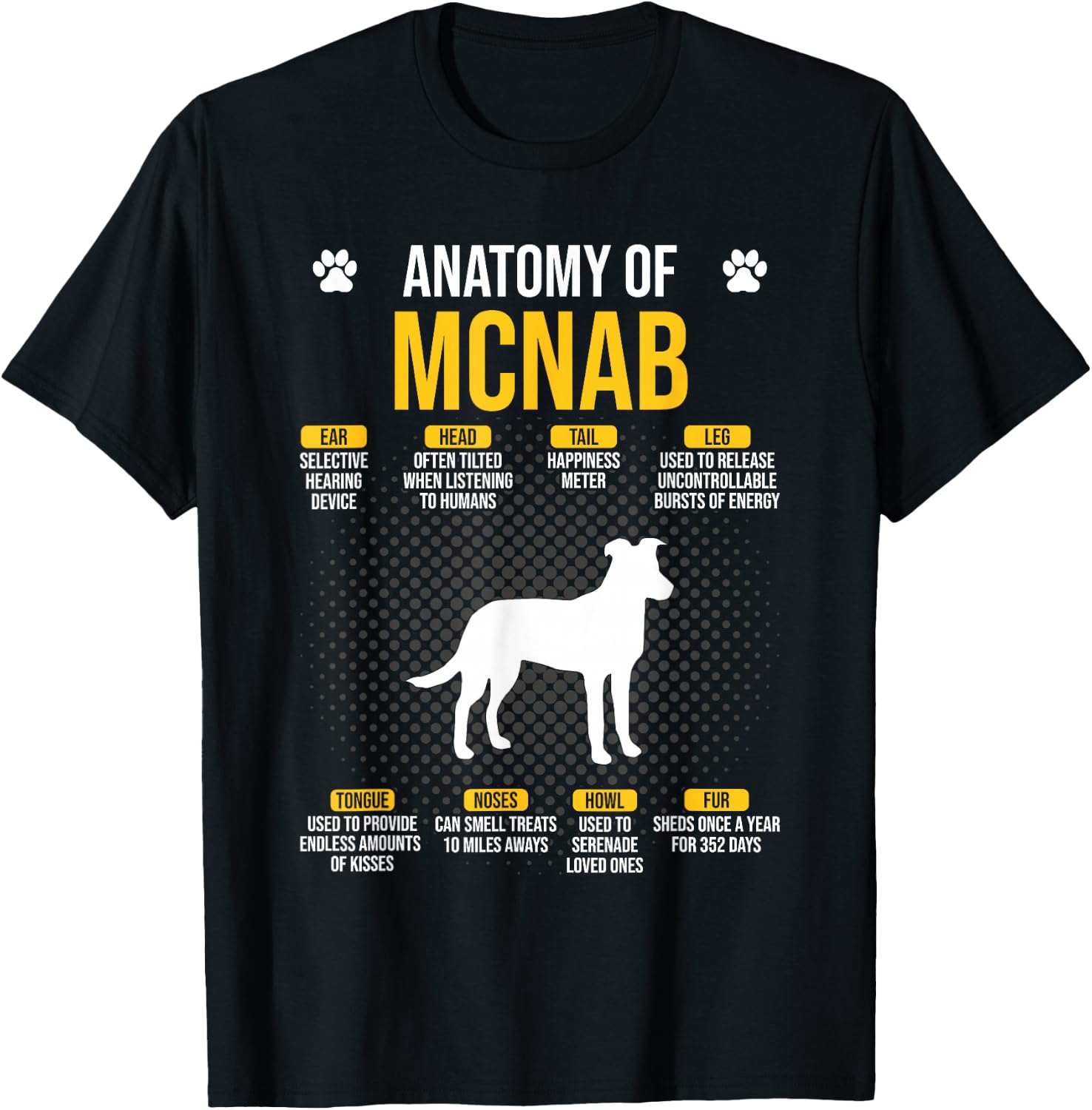 Anatomy Of Mcnab Dog Lover T-Shirt - T-Shirt | Black