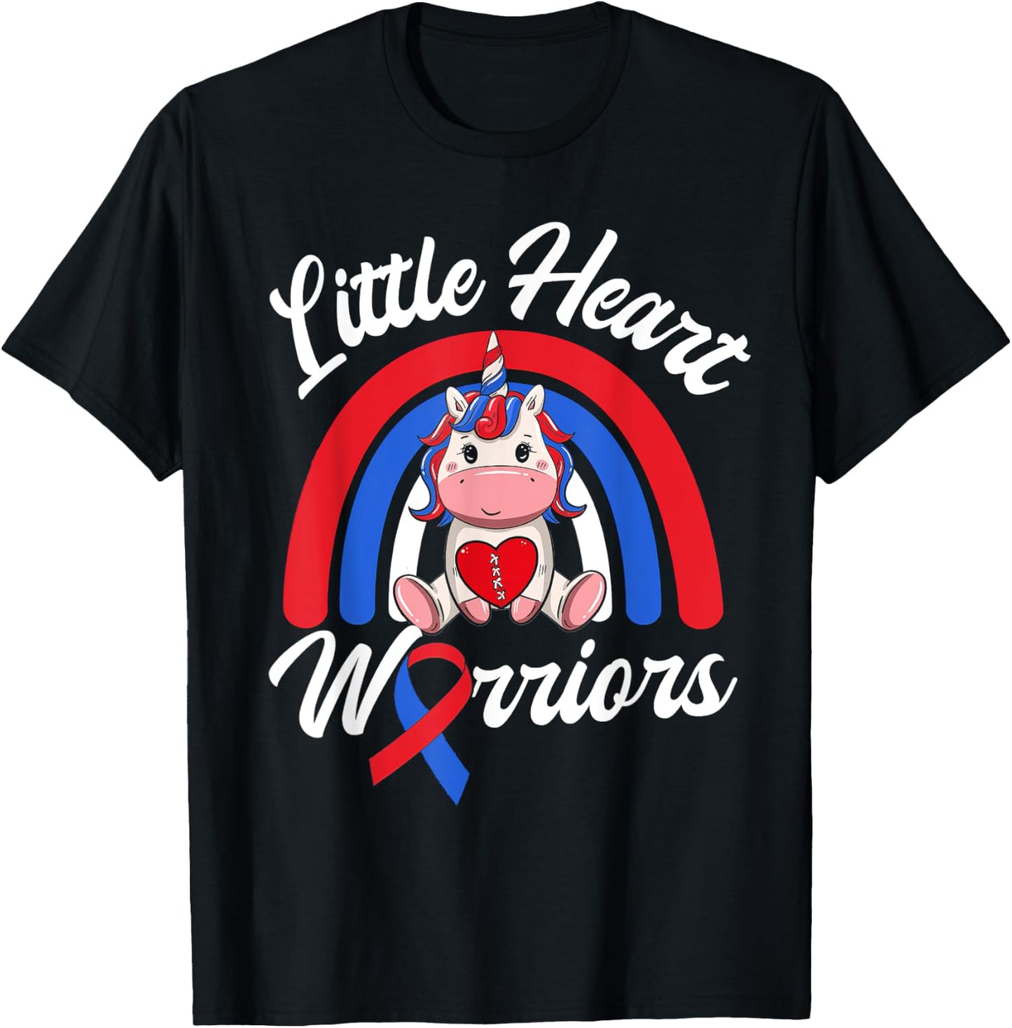 Kids CHD Awareness - Little Heart Warrior Magical Unicorn T-Shirt - T-Shirt | Black