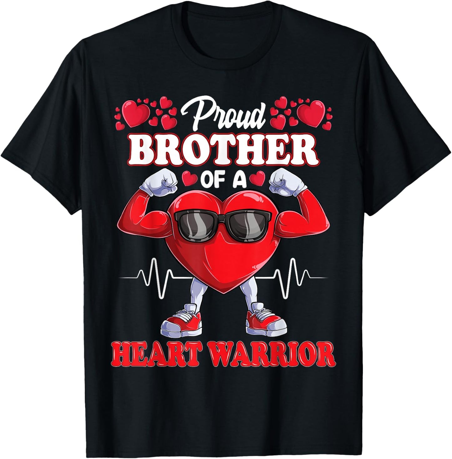 Proud Brother of a Heart Warrior CHD Awareness T-Shirt - T-Shirt | Black