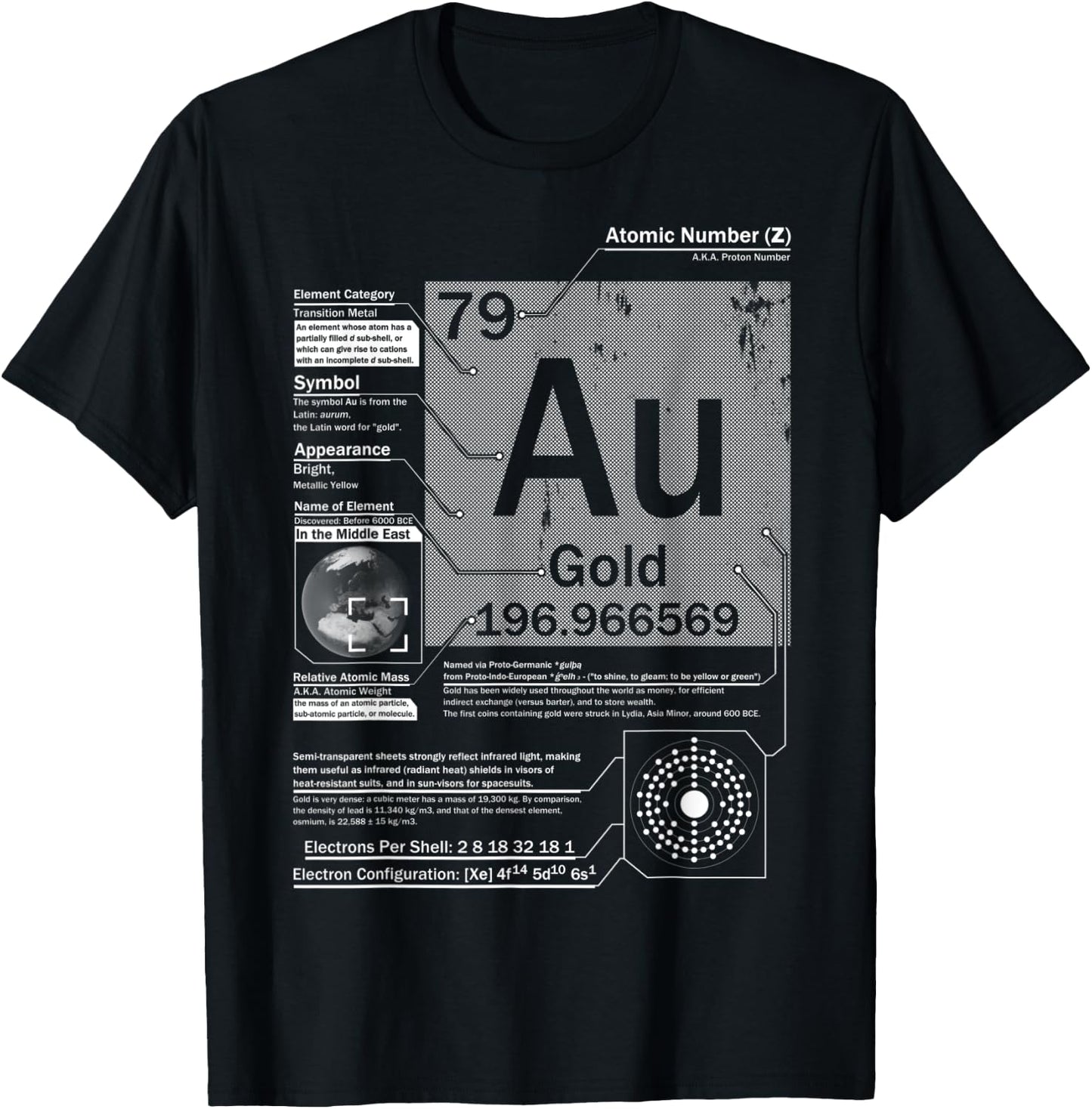 Gold (Au) Element | Atomic Number 79 Science Chemistry T-Shirt - T-Shirt | Black