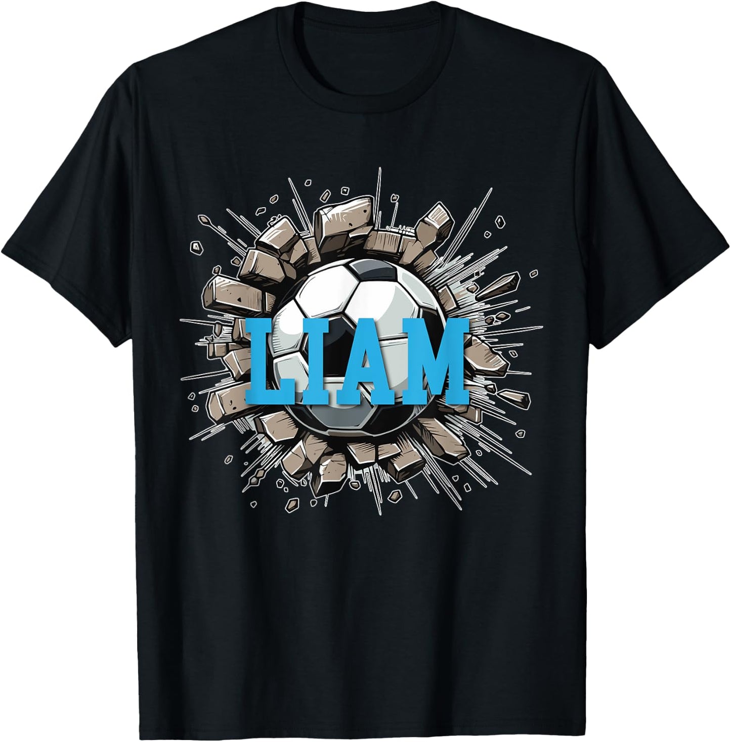 Liam Soccer Custom Name T-Shirt - T-Shirt | Black