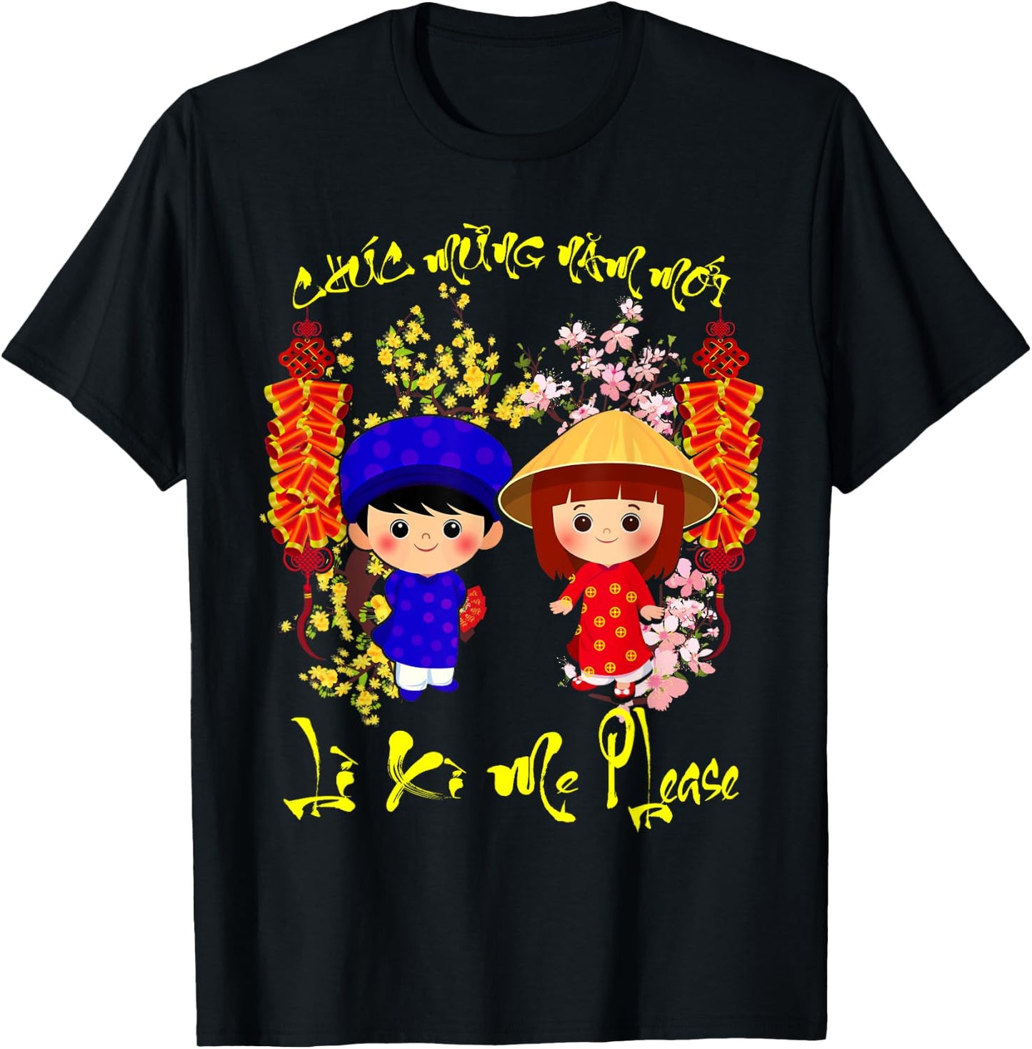Li Xi Me Please Chuc Mung Nam Moi Boy Girl Kid T-Shirt - T-Shirt | Black