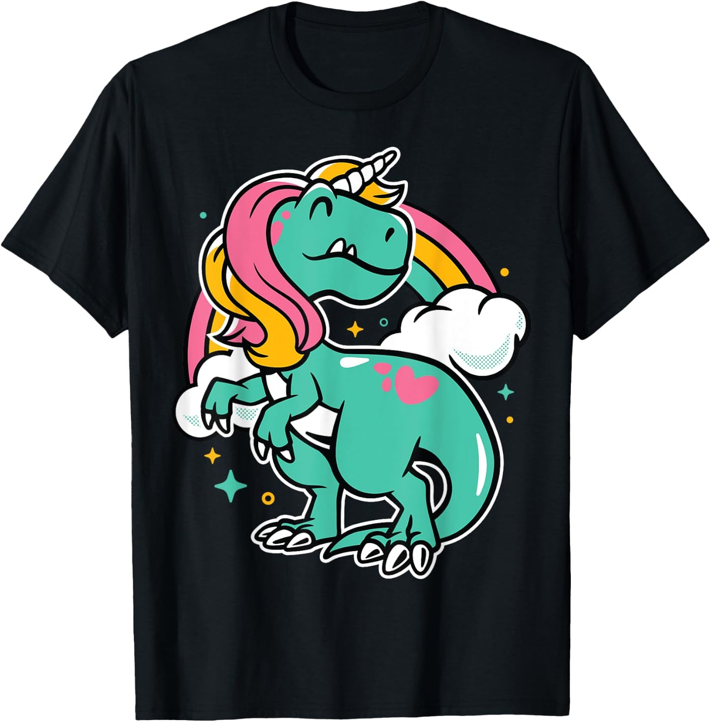 Majestic Unicornasaurus T Rex Unicorn Boys Girls Dinosaur T-Shirt - T-Shirt | Black