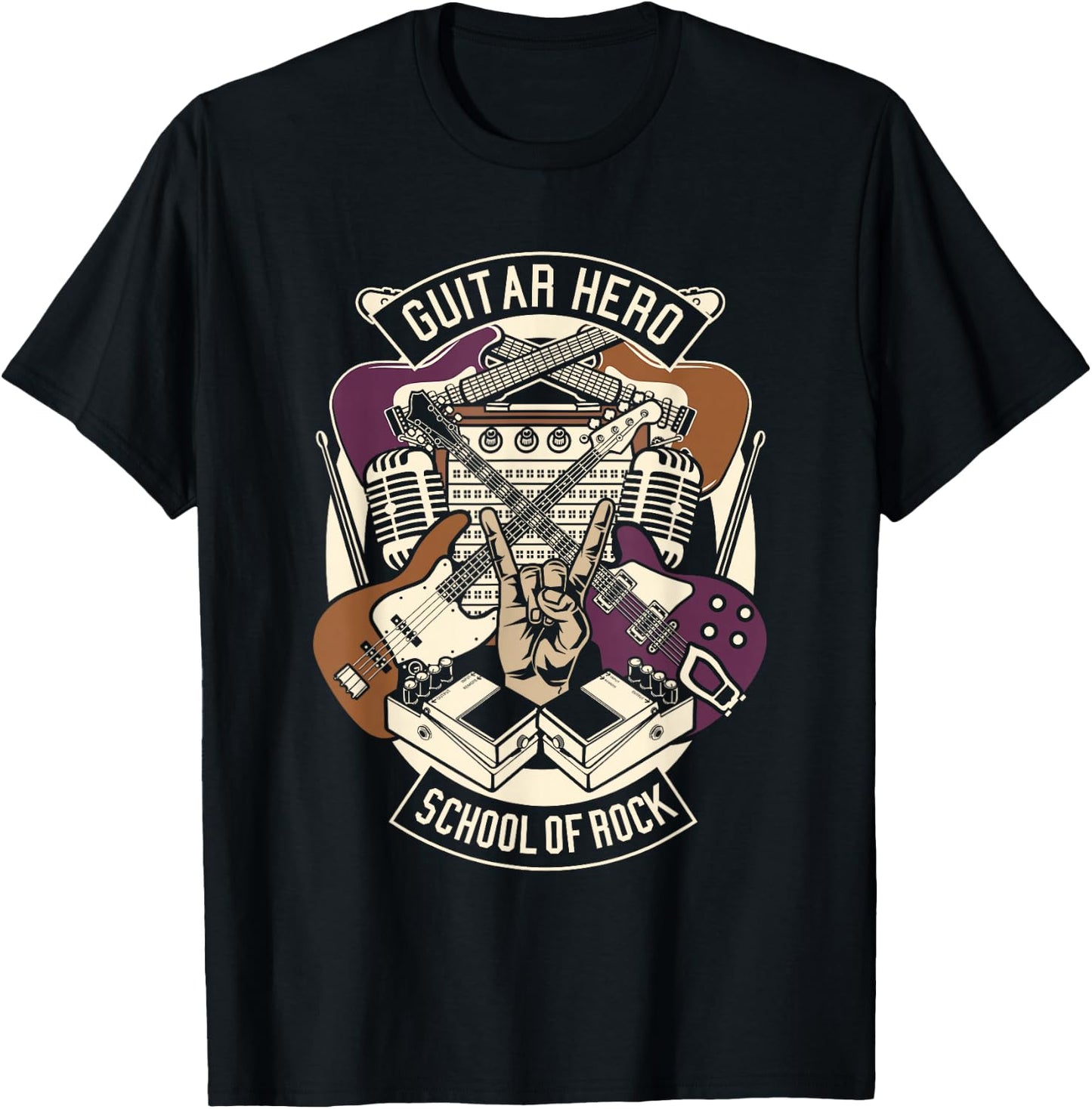 Guitar Heroes Schools Of Rock Guitar Lover Guitarist Guitar T-Shirt - T-Shirt | Black