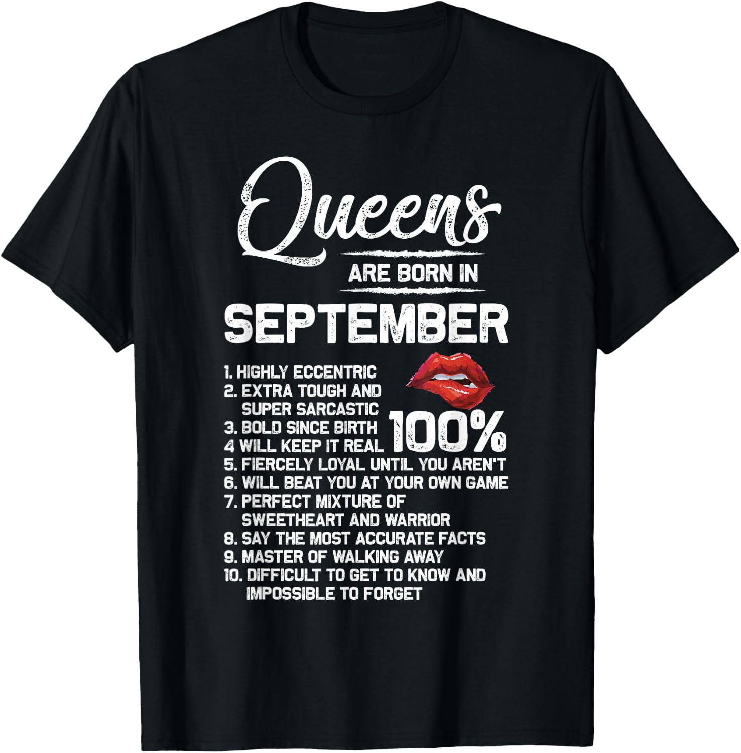 Queens Are Born in September Birthday Gifts T-Shirt - T-Shirt | Black