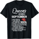 Queens Are Born in September Birthday Gifts T-Shirt - T-Shirt | Black