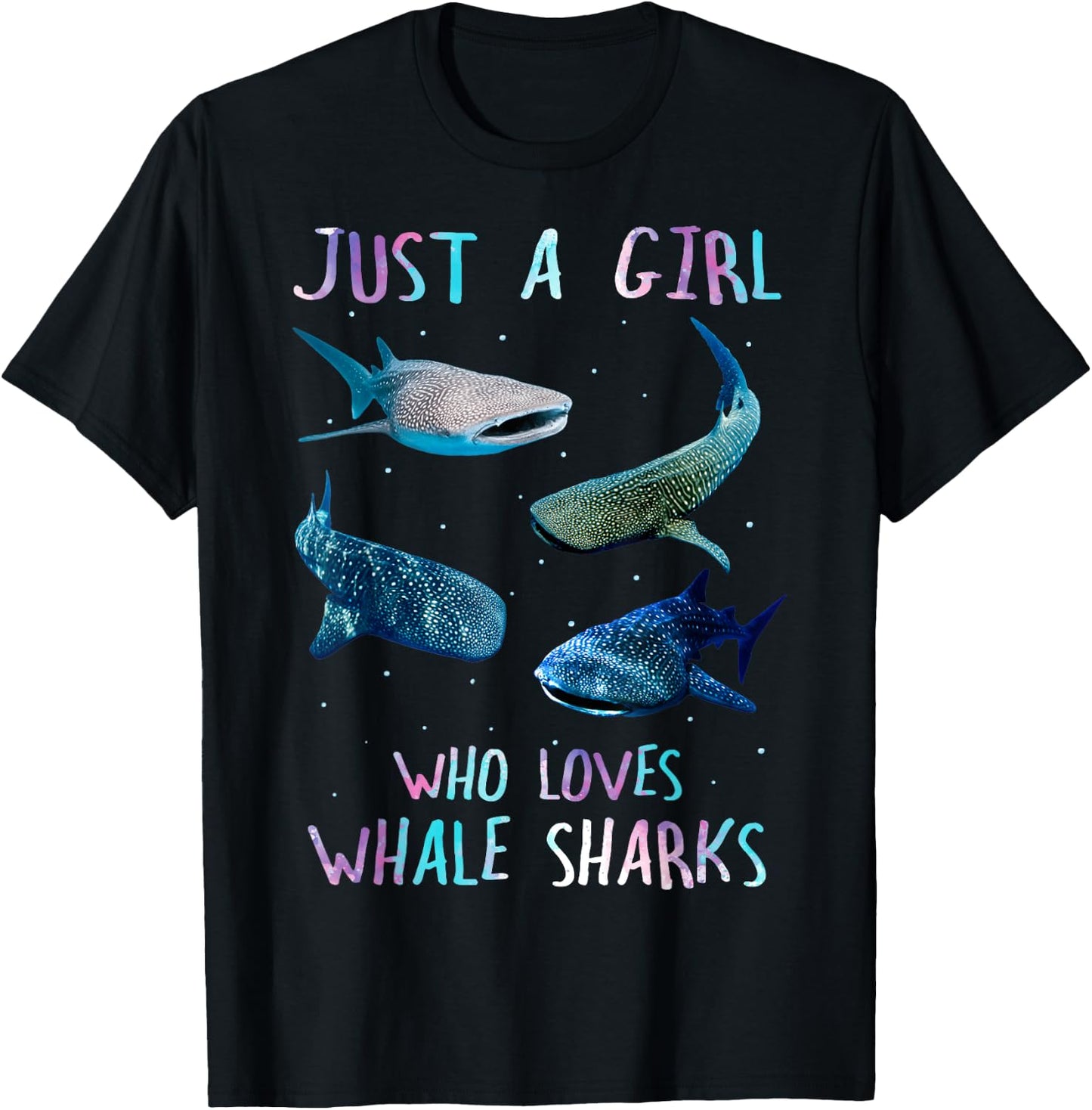 Watercolor Shark Ocean Just A Girl Who Loves Whale Sharks T-Shirt - T-Shirt | Black