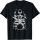 Alien Playing Drums Funny Space Drummer Rock Musician T-Shirt - T-Shirt | Black