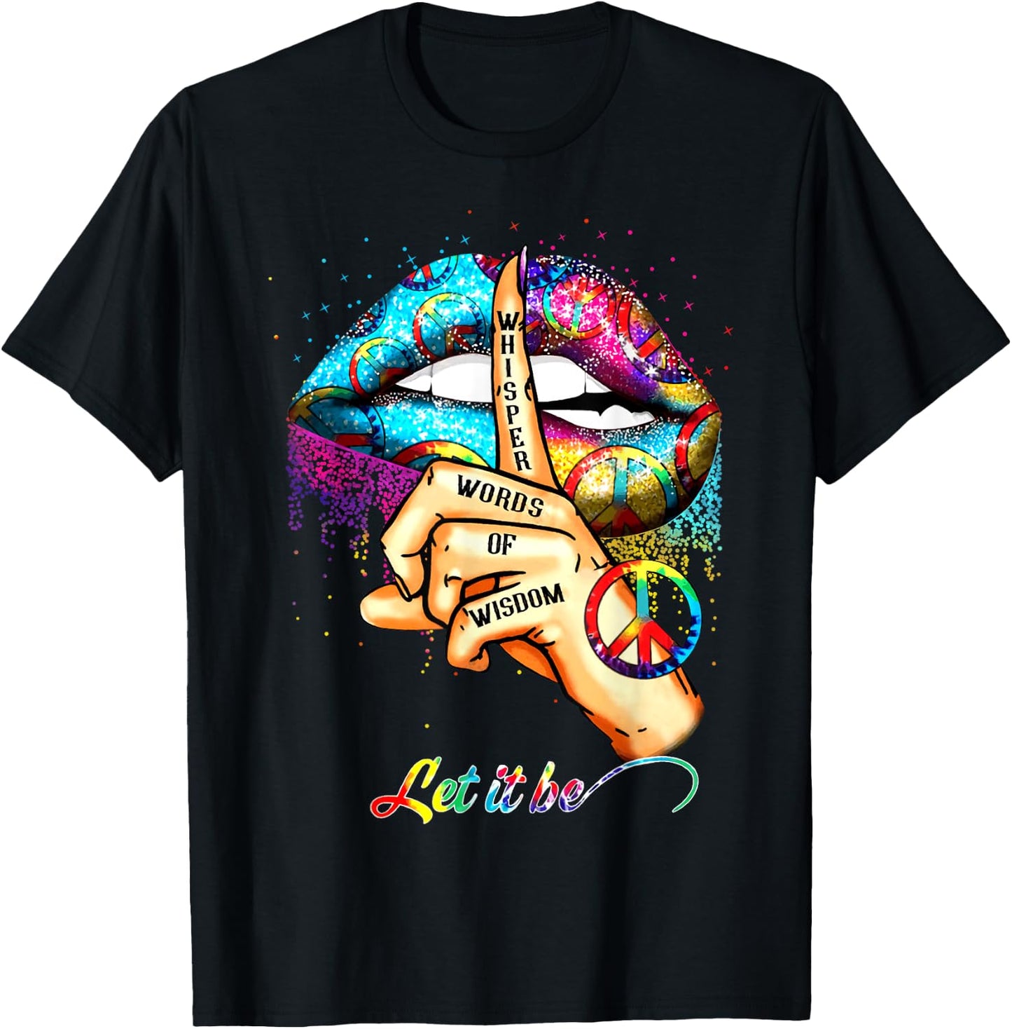 Whisper words of wisdom let peace signal let it be T-Shirt - T-Shirt | Black