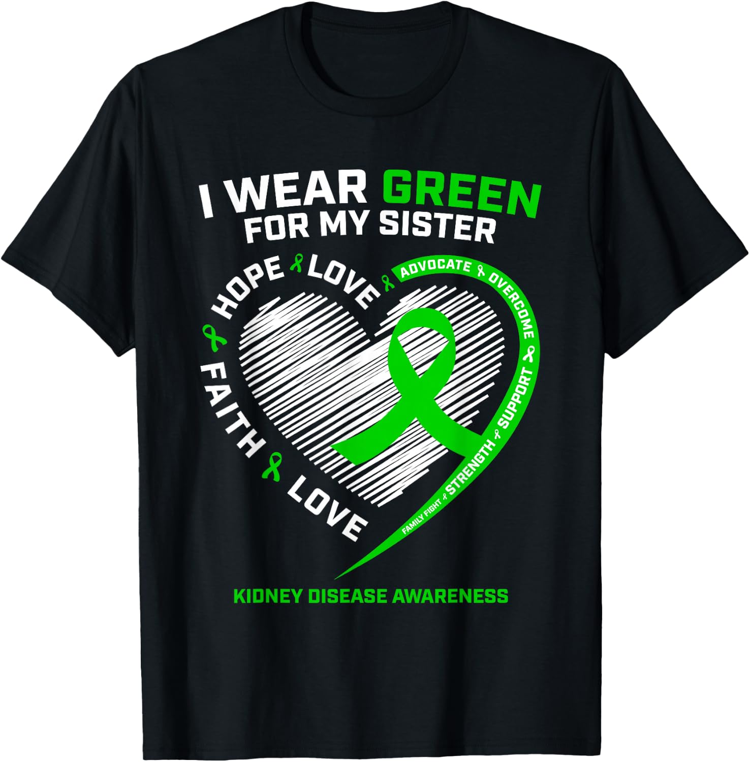 Men Women Kids Warrior Gifts Sister Kidney Disease Awareness T-Shirt - T-Shirt | Black