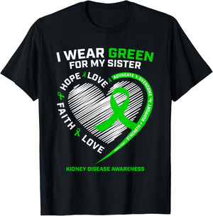Men Women Kids Warrior Gifts Sister Kidney Disease Awareness T-Shirt - T-Shirt | Black