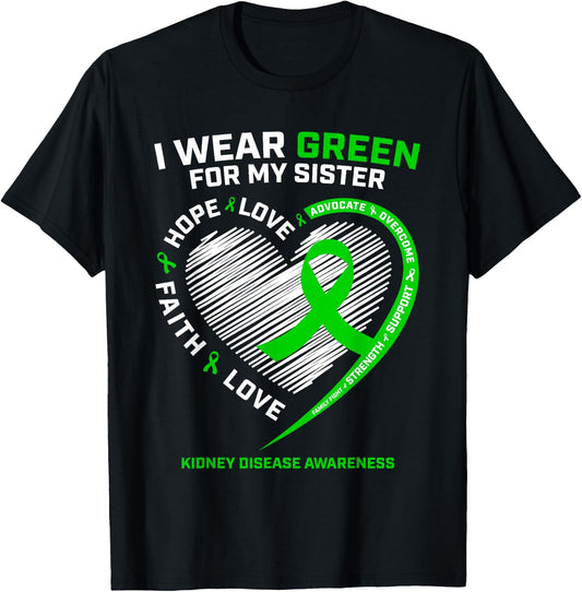Men Women Kids Warrior Gifts Sister Kidney Disease Awareness T-Shirt - T-Shirt | Black